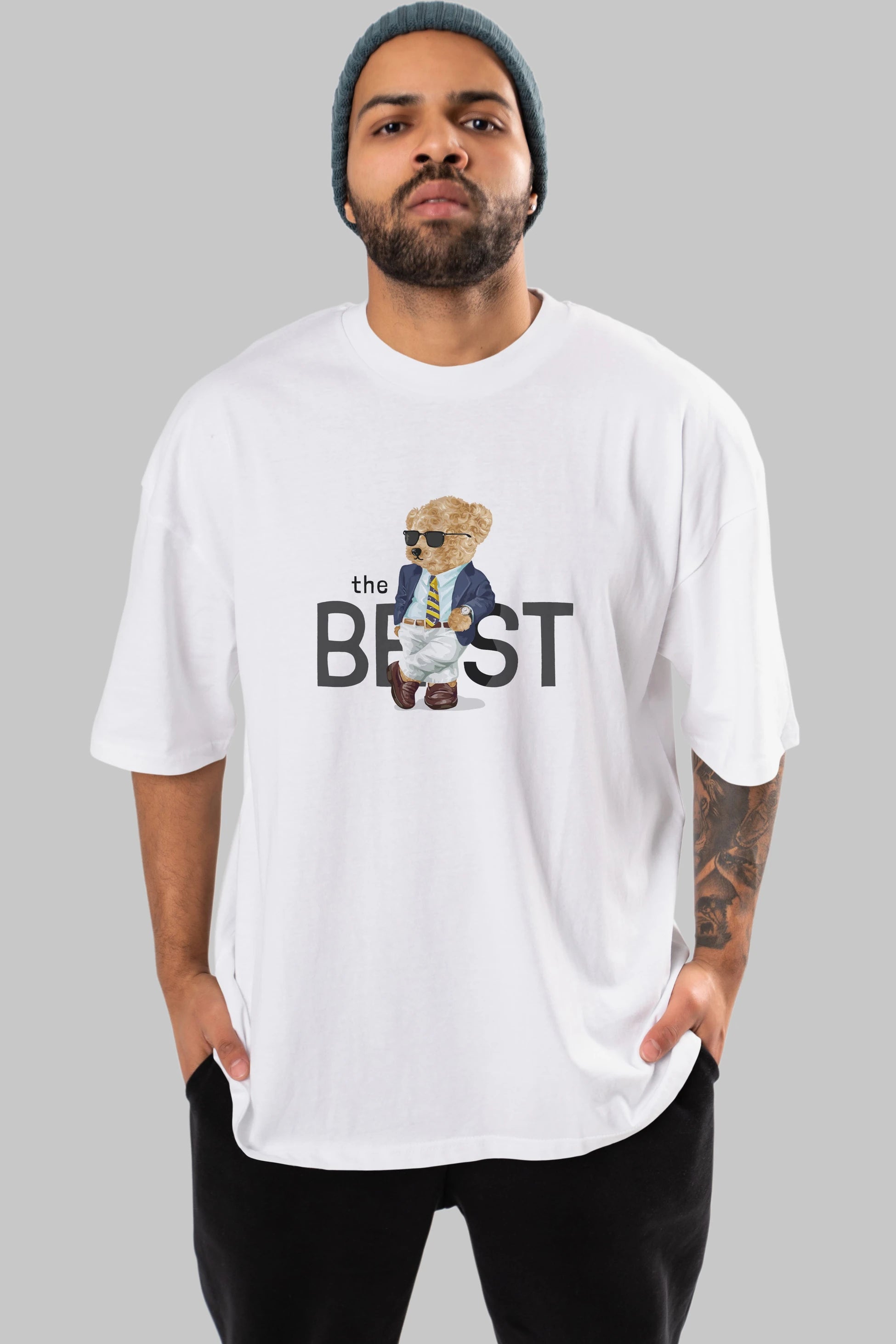 Teddy Bear The Best Ön Baskılı Oversize t-shirt Erkek Kadın Unisex %100 Pamuk