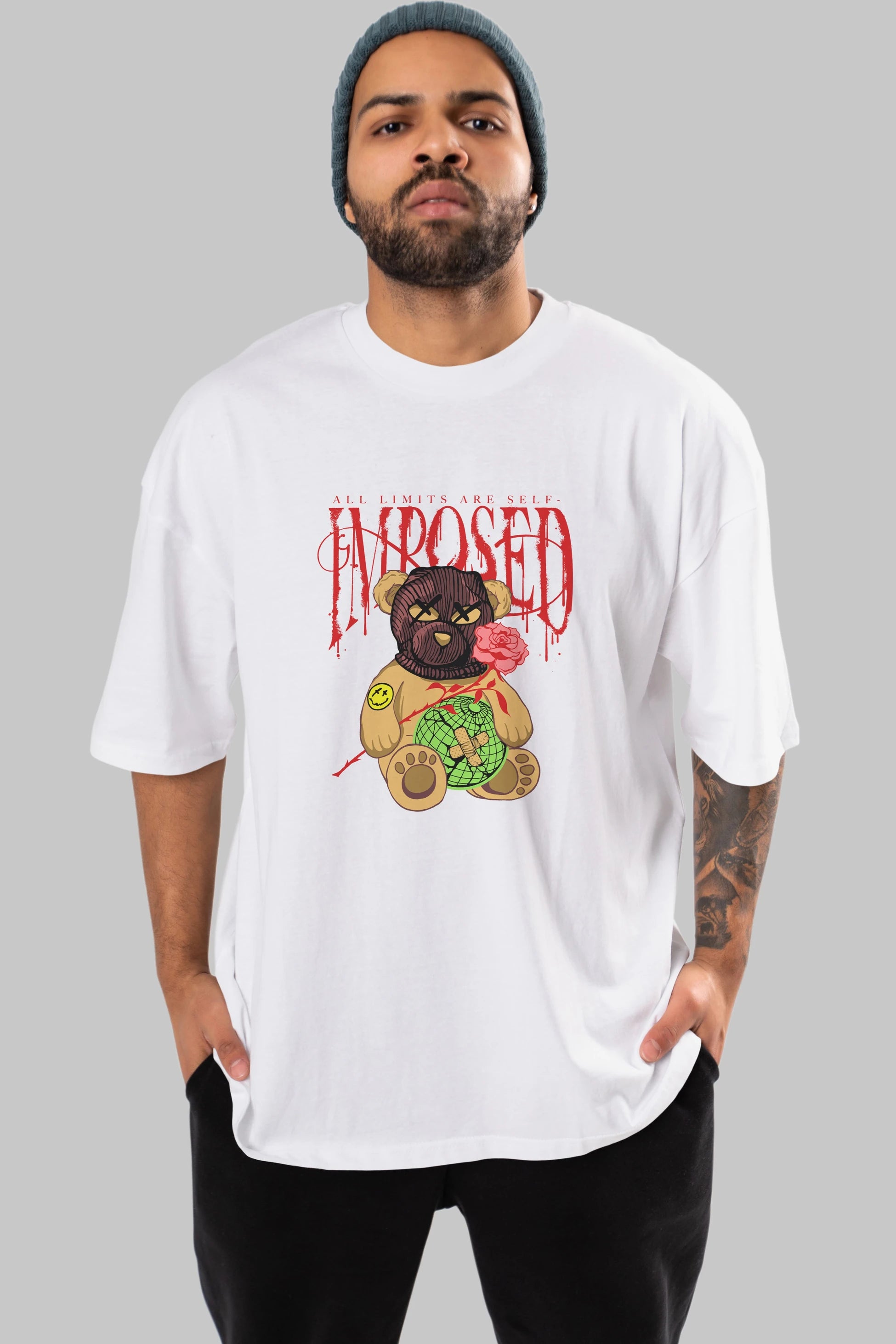 All Limits Bear Ön Baskılı Oversize t-shirt Erkek Kadın Unisex