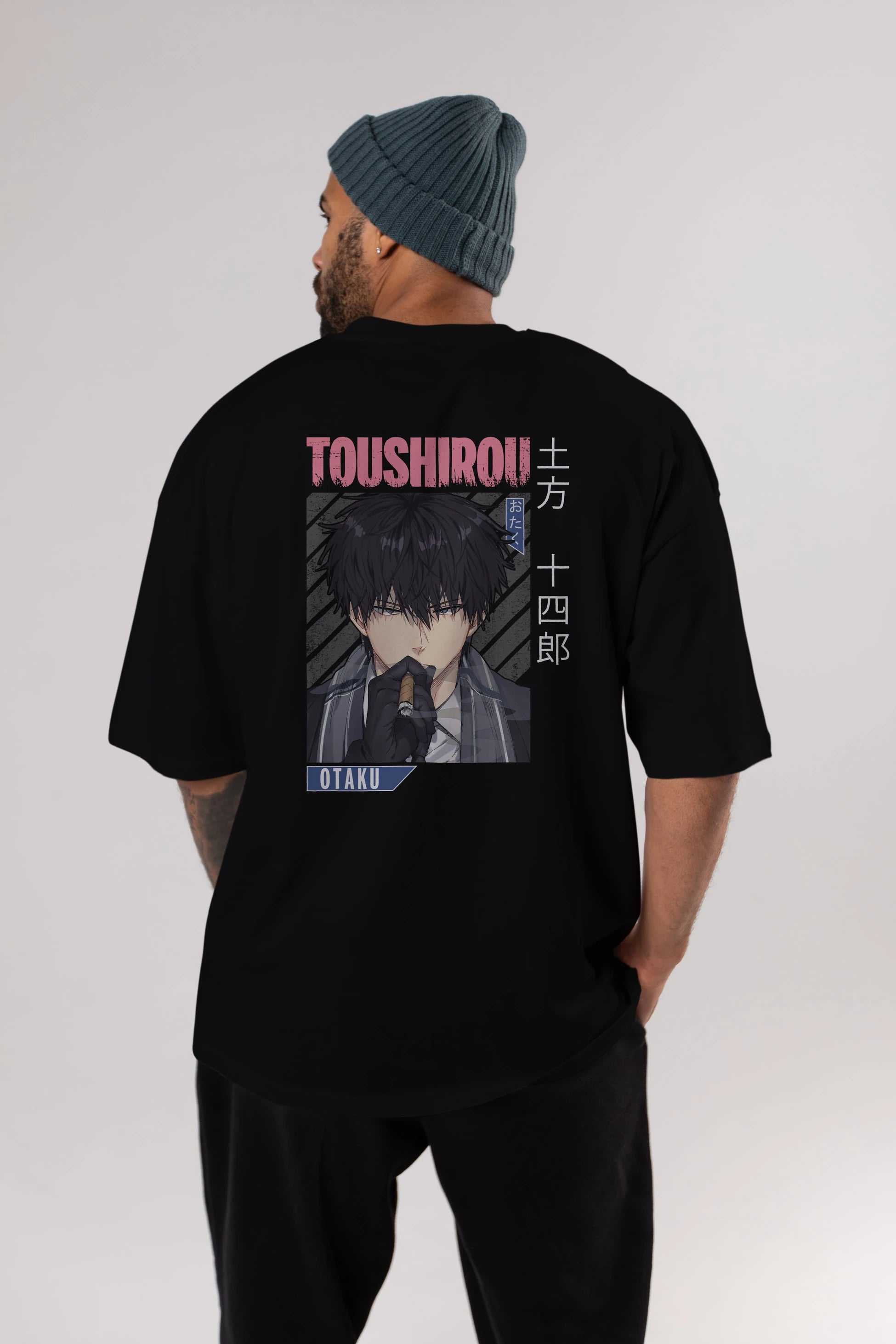 Toushirou Hijikata 2 Anime Arka Baskılı Oversize t-shirt Erkek Kadın Unisex