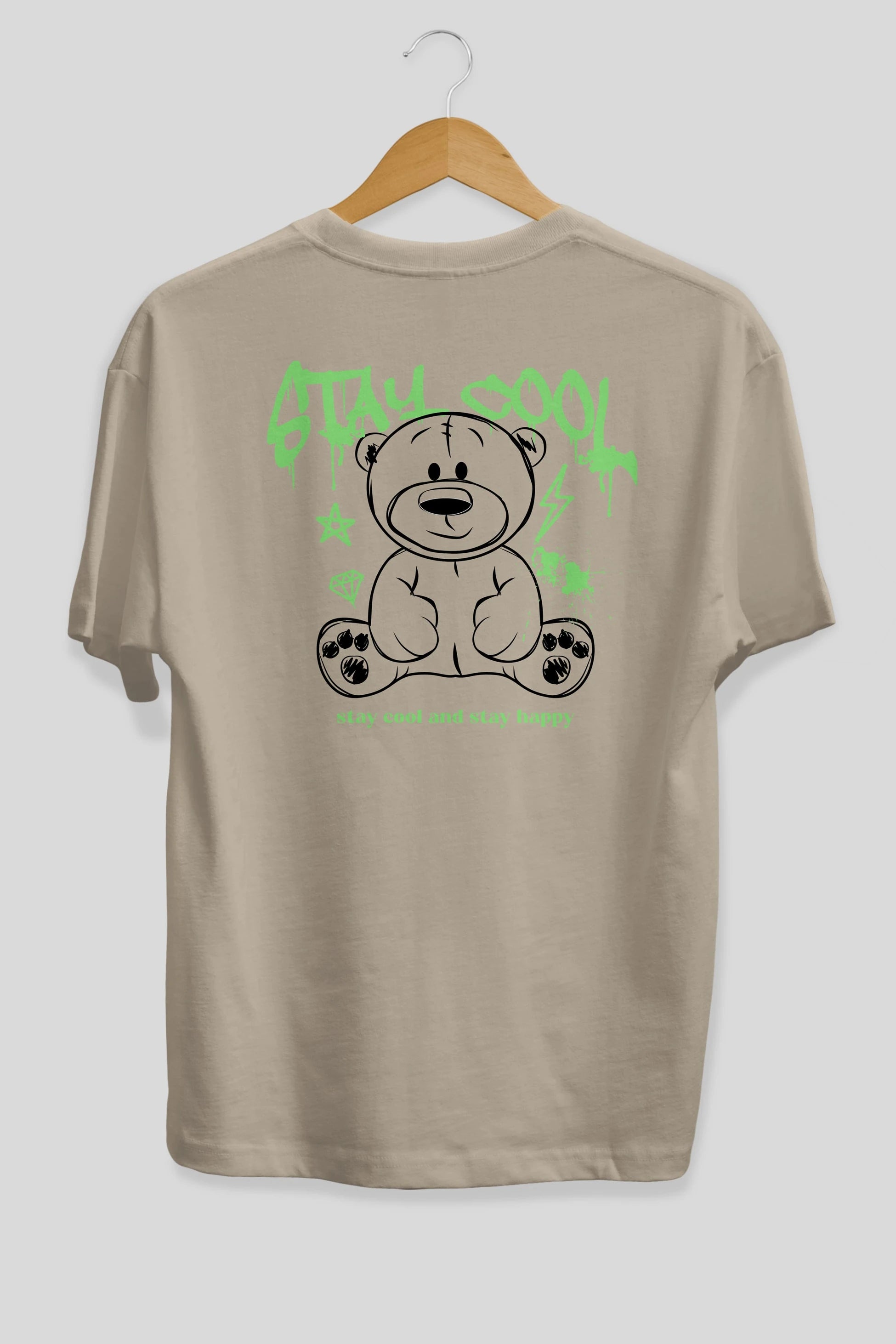 Teddy Bear Stay Cool Arka Baskılı Oversize t-shirt Erkek Kadın Unisex