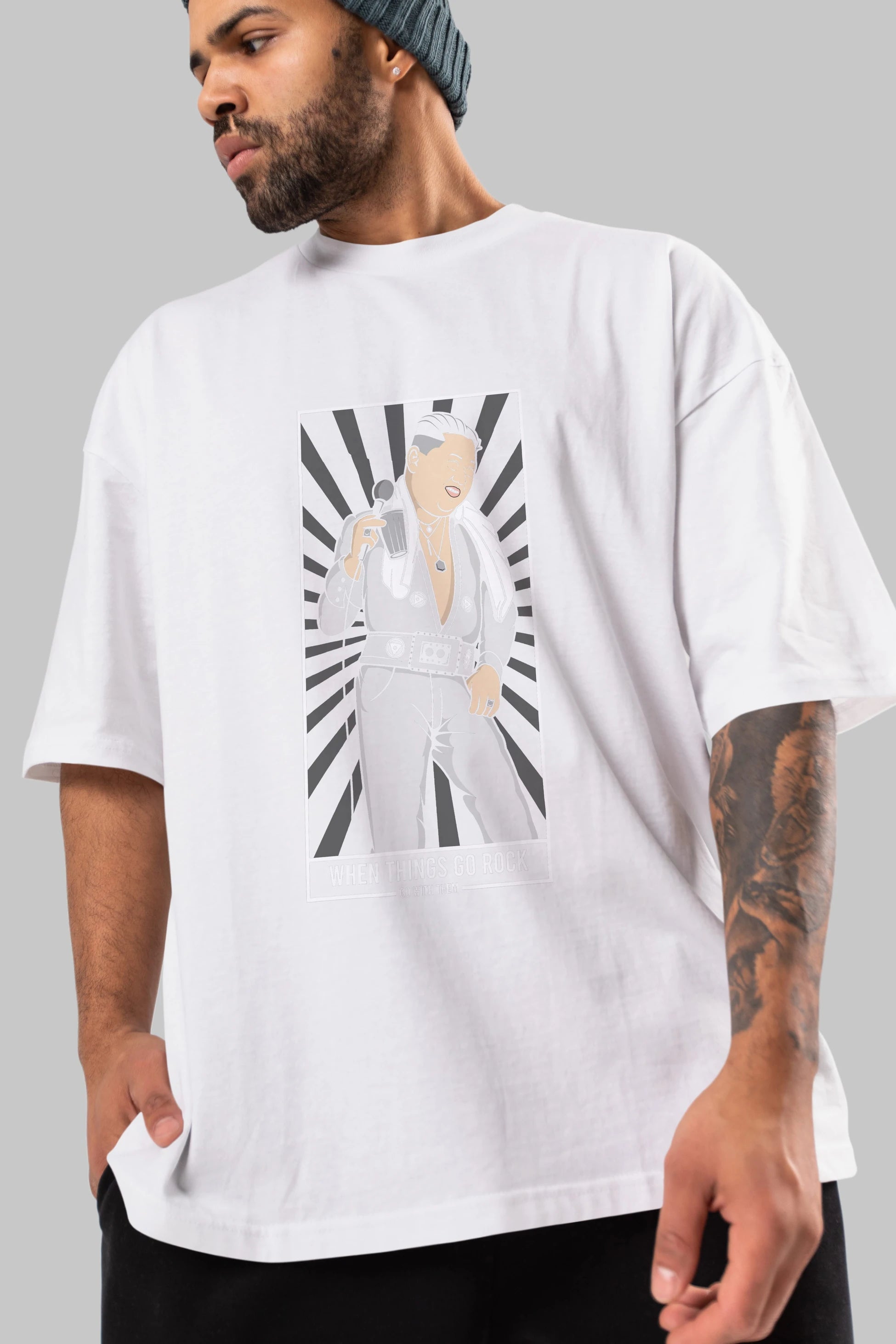 Kim Elvis Ön Baskılı Oversize t-shirt Erkek Kadın Unisex %100 Pamuk tişort