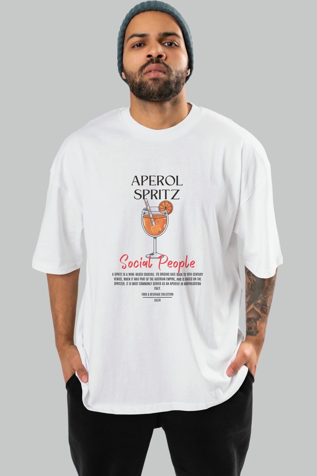 Aperol Sprıtz Kokteyl Serisi ön Baskılı Oversize t-shirt Erkek Kadın %100 Pamuk Bisiklet Yaka tişort