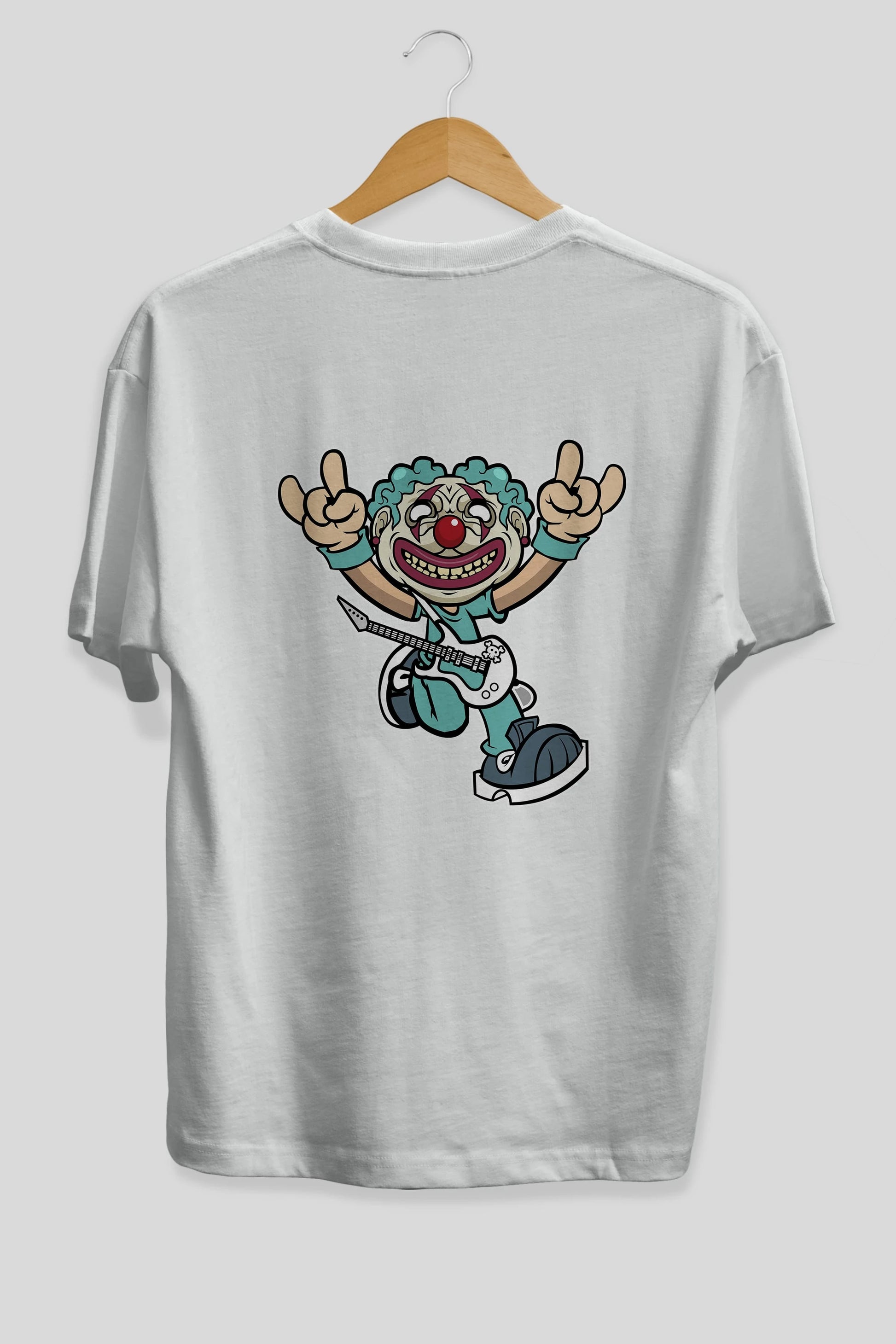 Clown Punk Arka Baskılı Oversize t-shirt Erkek Kadın Unisex %100 Pamuk tişort