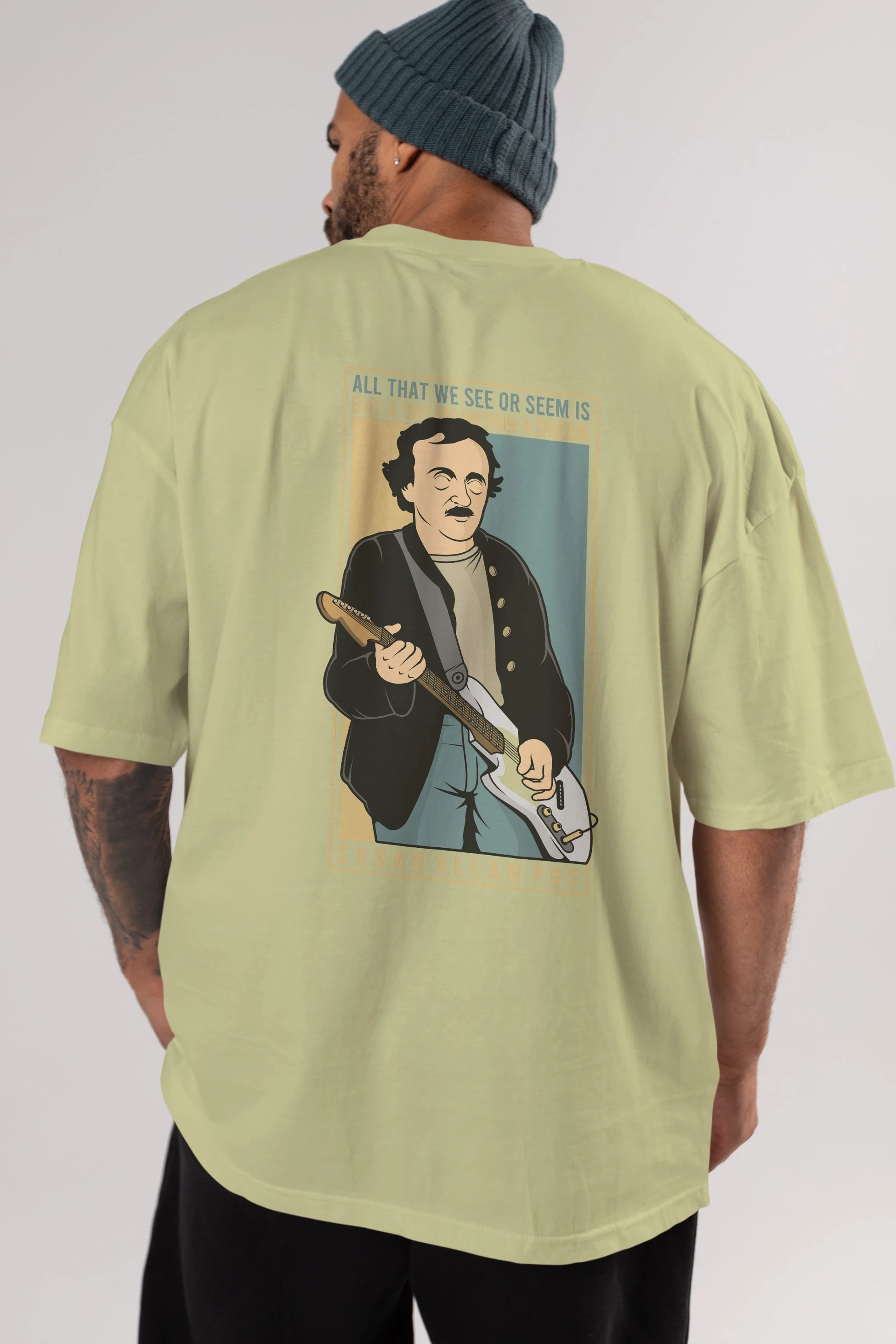 Edgar Alan Cobain Arka Baskılı Oversize t-shirt Erkek Kadın Unisex %100 Pamuk tişort
