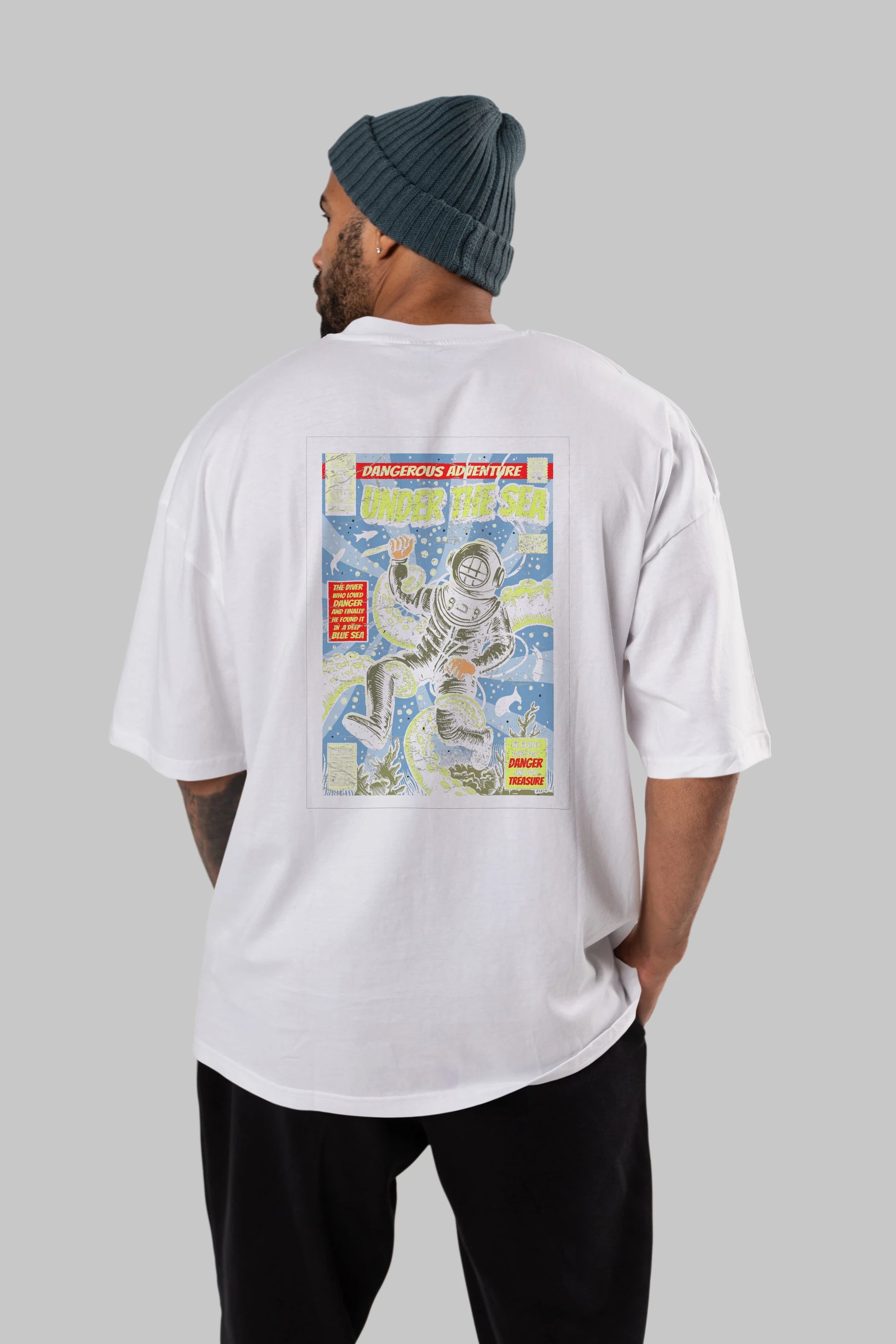 Under The Sea Arka Baskılı Oversize t-shirt Erkek Kadın Unisex %100 Pamuk