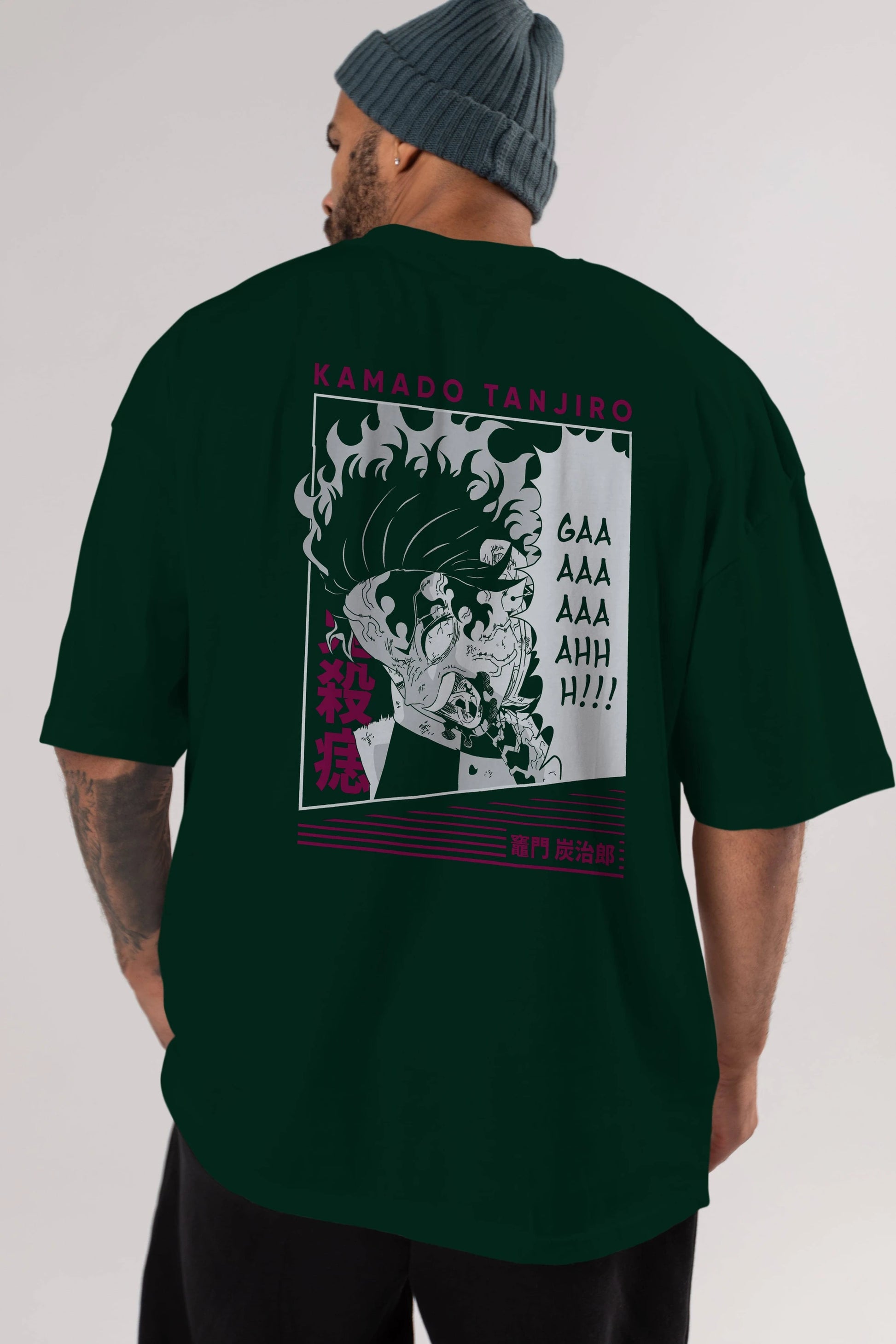 TANJIRO KAMADO 3 Anime Arka Baskılı Oversize t-shirt Erkek Kadın Unisex