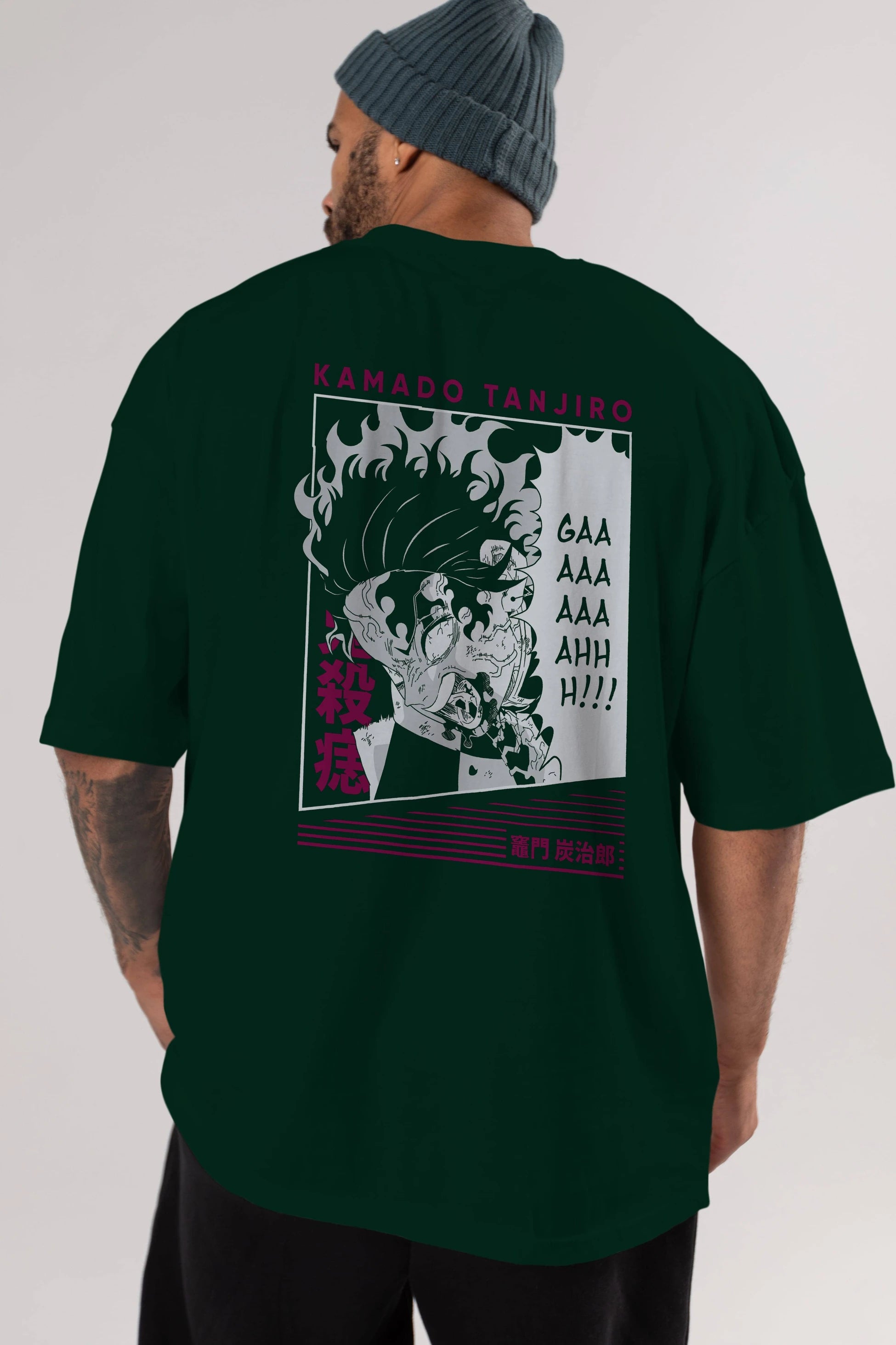 TANJIRO KAMADO 3 Anime Arka Baskılı Oversize t-shirt Erkek Kadın Unisex