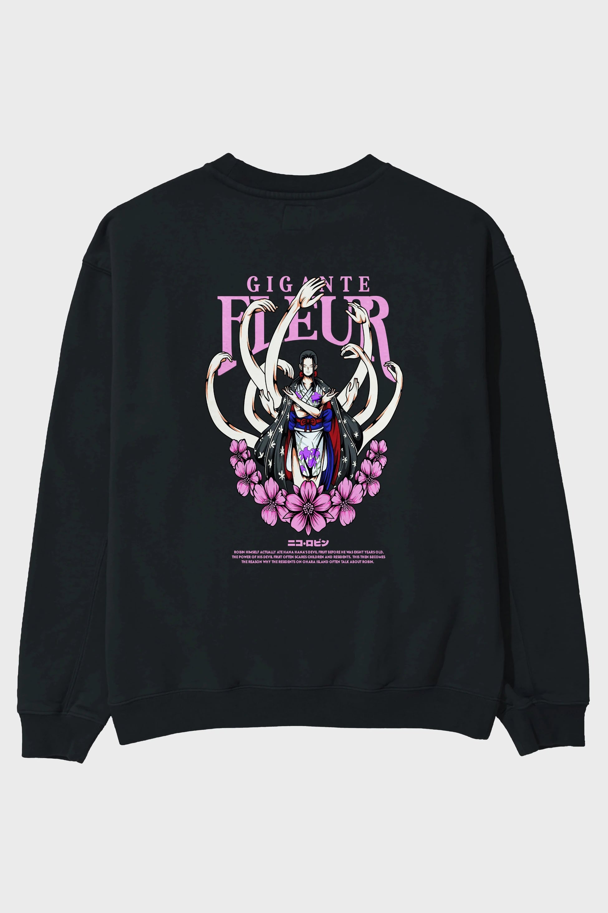 Gigante Fleur Anime Arka Baskılı Oversize Sweatshirt Erkek Kadın Unisex