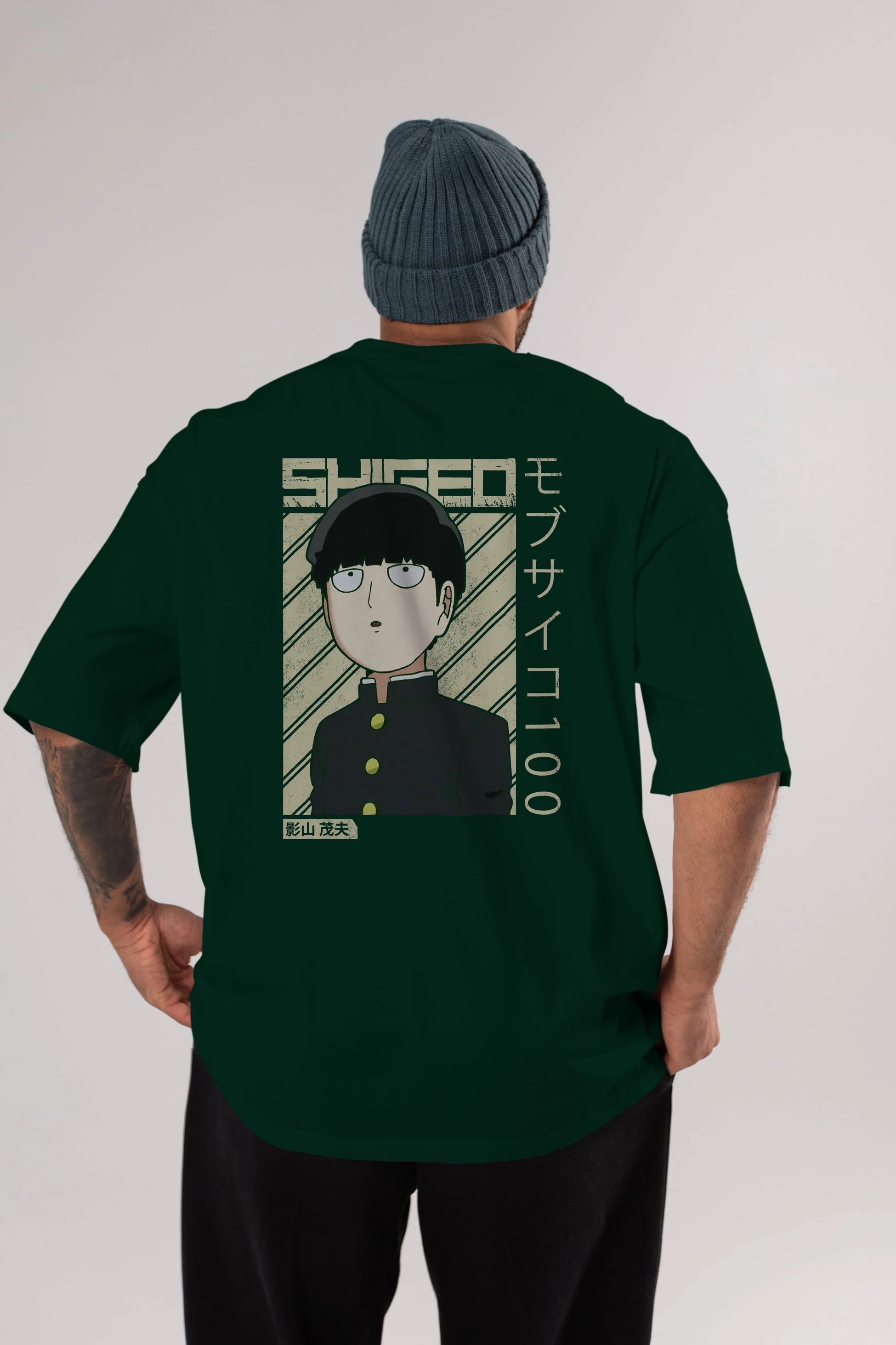 Shigeo Kageyama 2 Anime Arka Baskılı Oversize t-shirt Erkek Kadın Unisex
