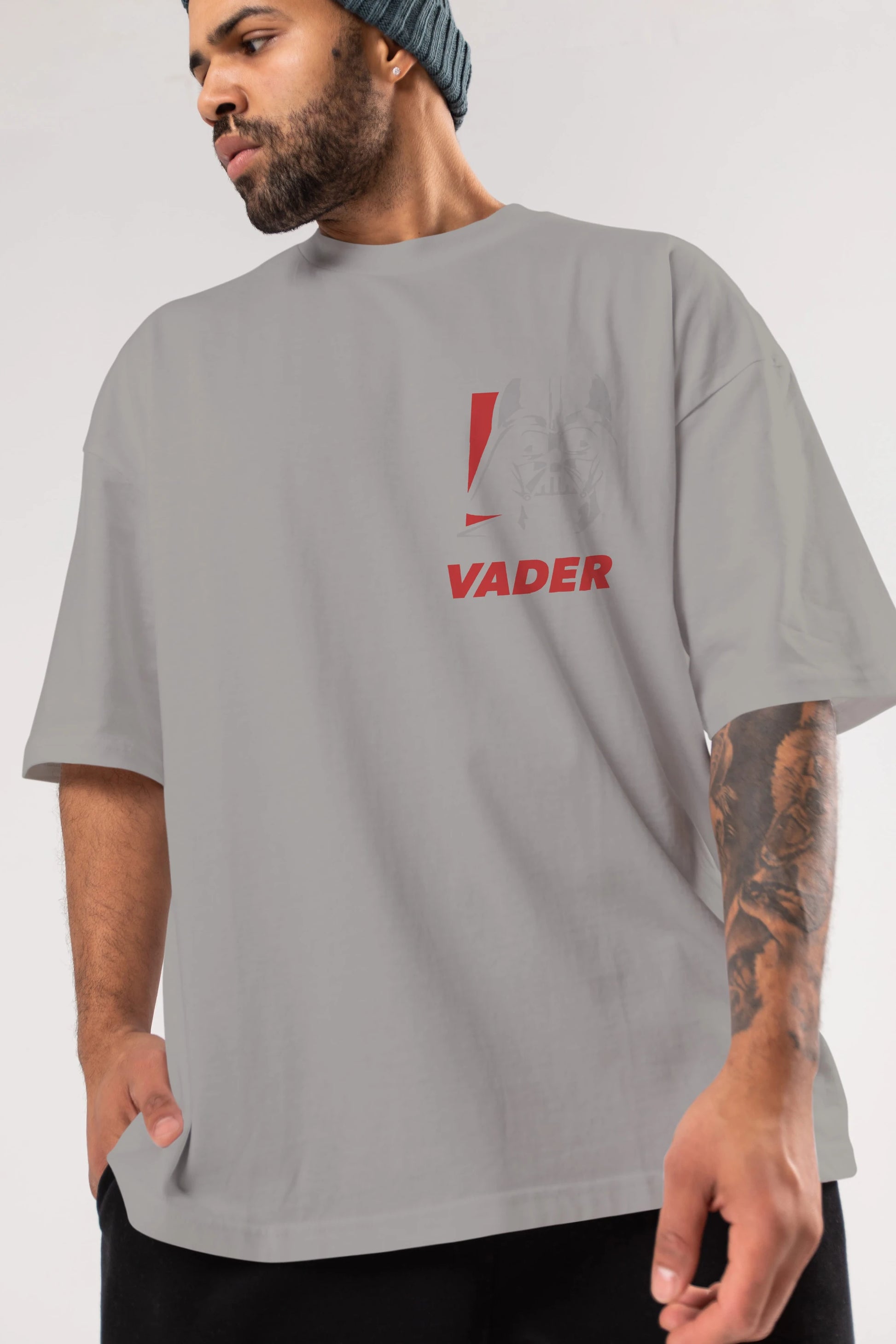 Darth Vader Ön Sol Baskılı Oversize t-shirt Erkek Kadın Unisex %100 Pamuk Bisiklet Yaka tişort