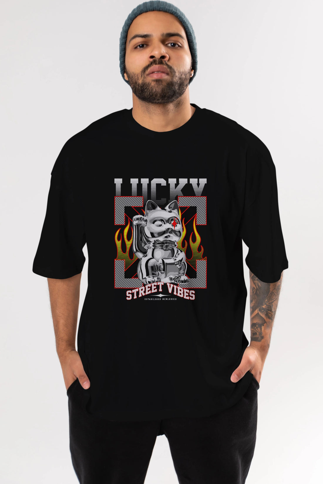 Lucky Street Vibes Ön Baskılı Oversize t-shirt Erkek Kadın Unisex