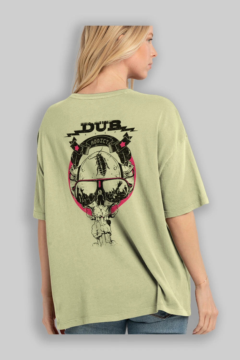 Dub Addict Arka Baskılı Oversize t-shirt Erkek Kadın Unisex
