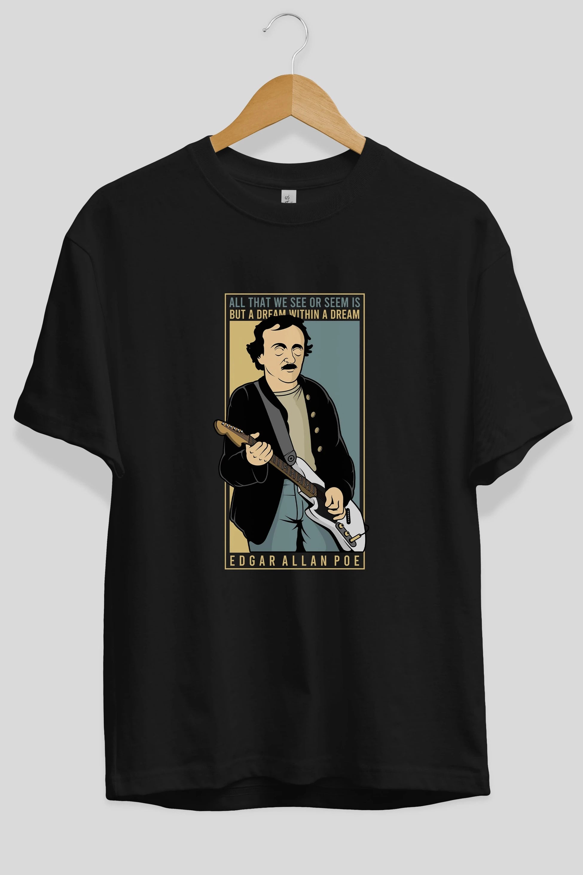 Edgar Alan Cobain Ön Baskılı Oversize t-shirt Erkek Kadın Unisex %100 Pamuk tişort
