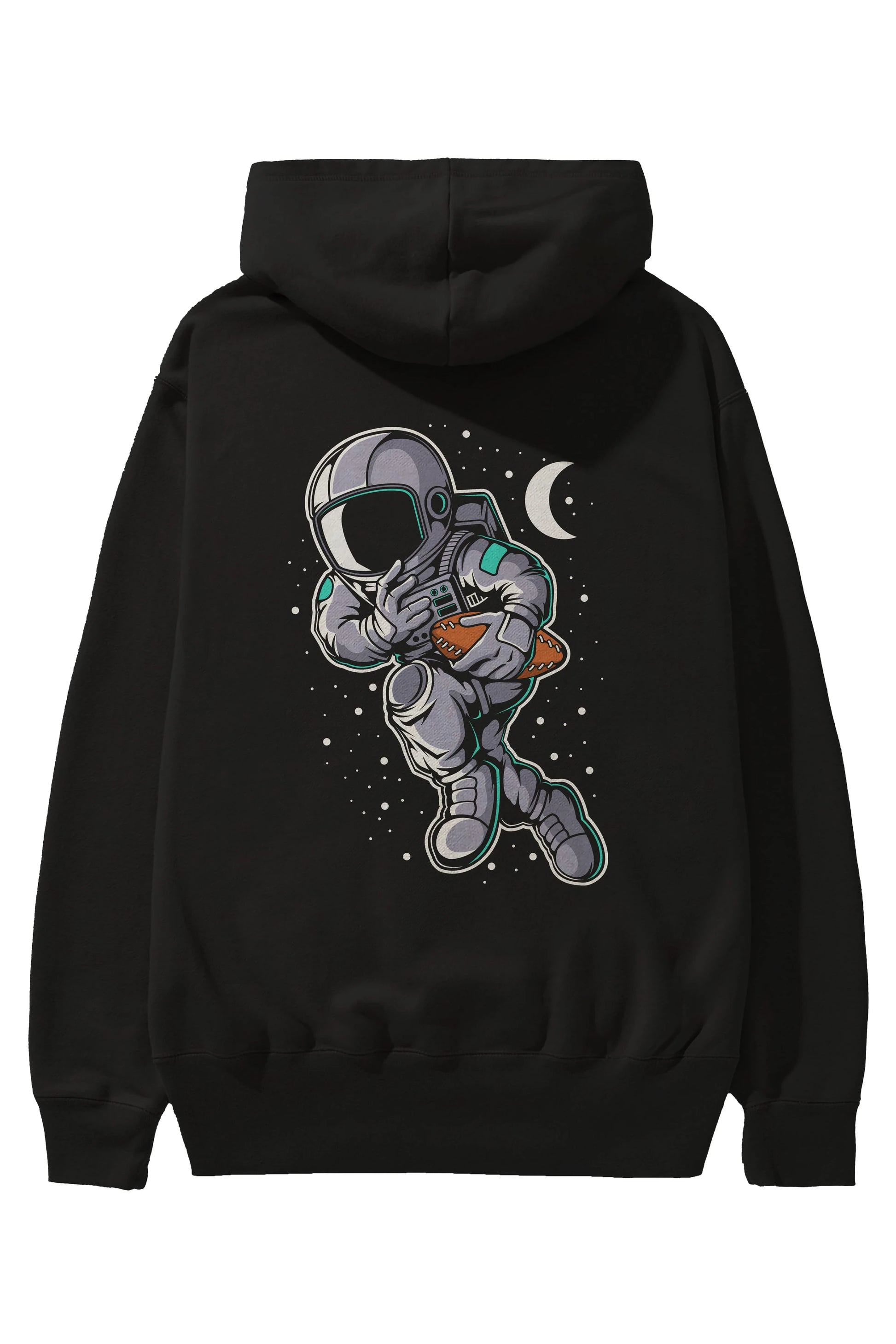 Astronaut Rugby Arka Baskılı Hoodie Oversize Kapüşonlu Sweatshirt Erkek Kadın Unisex