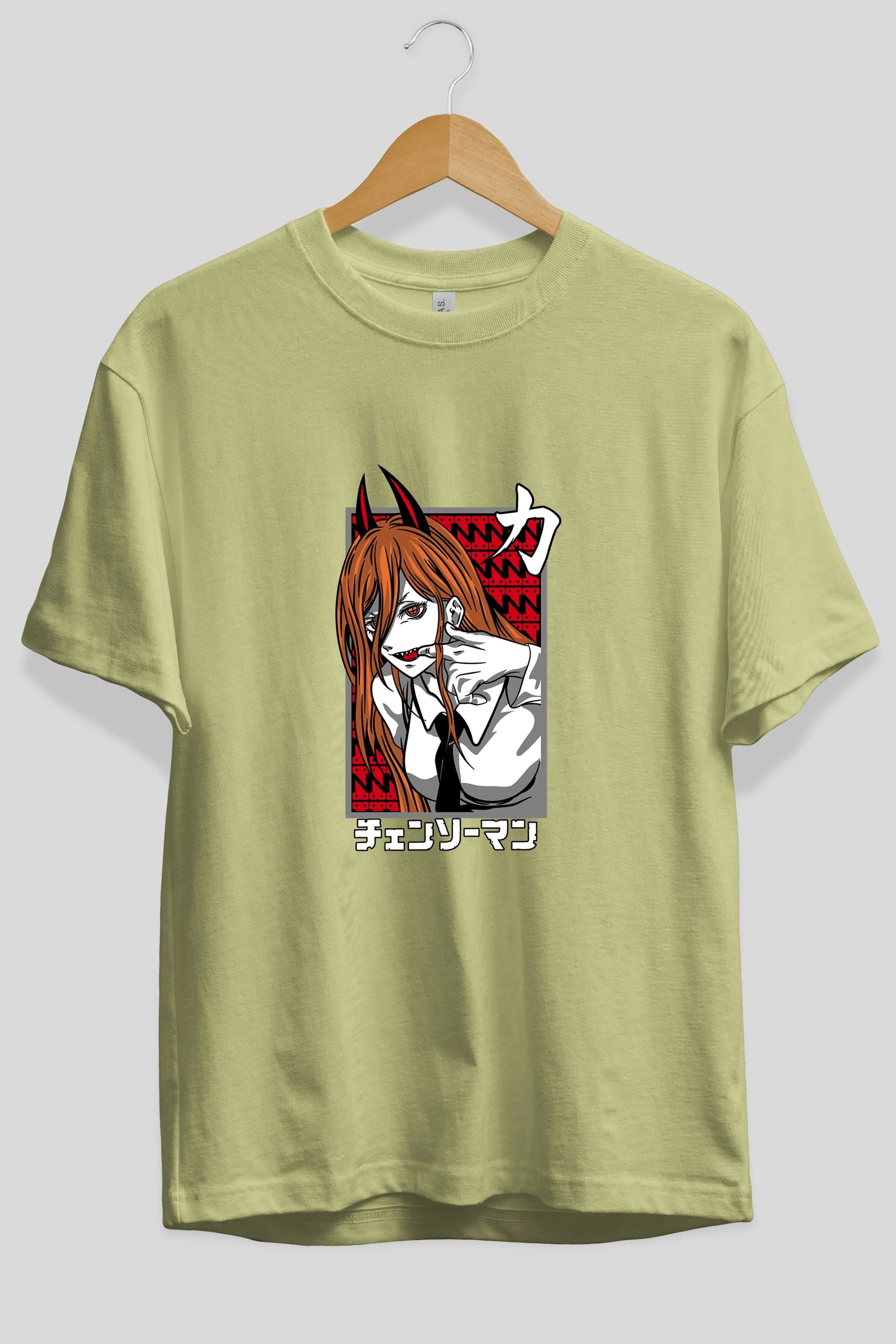 CHAINSAWMAN POWER Anime Ön Baskılı Oversize t-shirt %100 pamuk Erkek Kadın Unisex