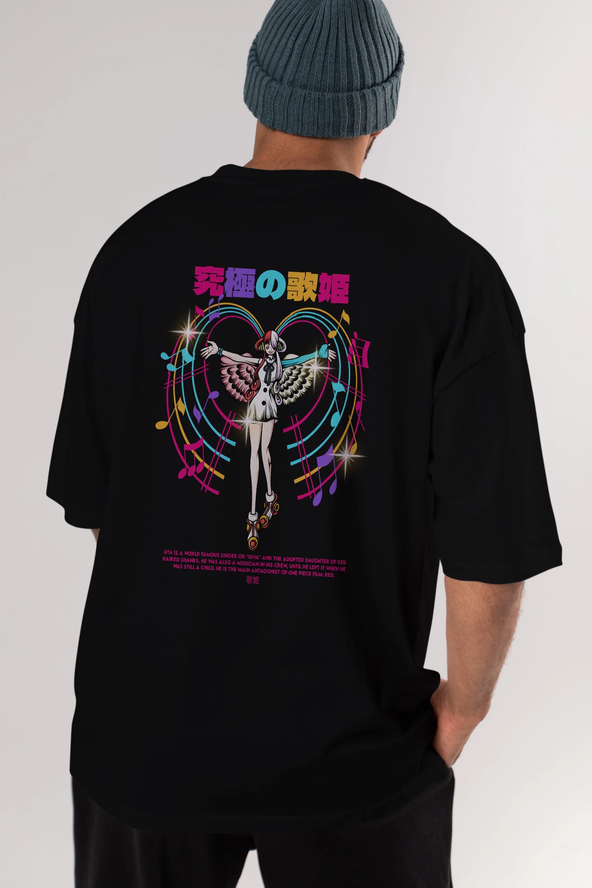 Uta Anime Arka Baskılı Oversize t-shirt Erkek Kadın Unisex