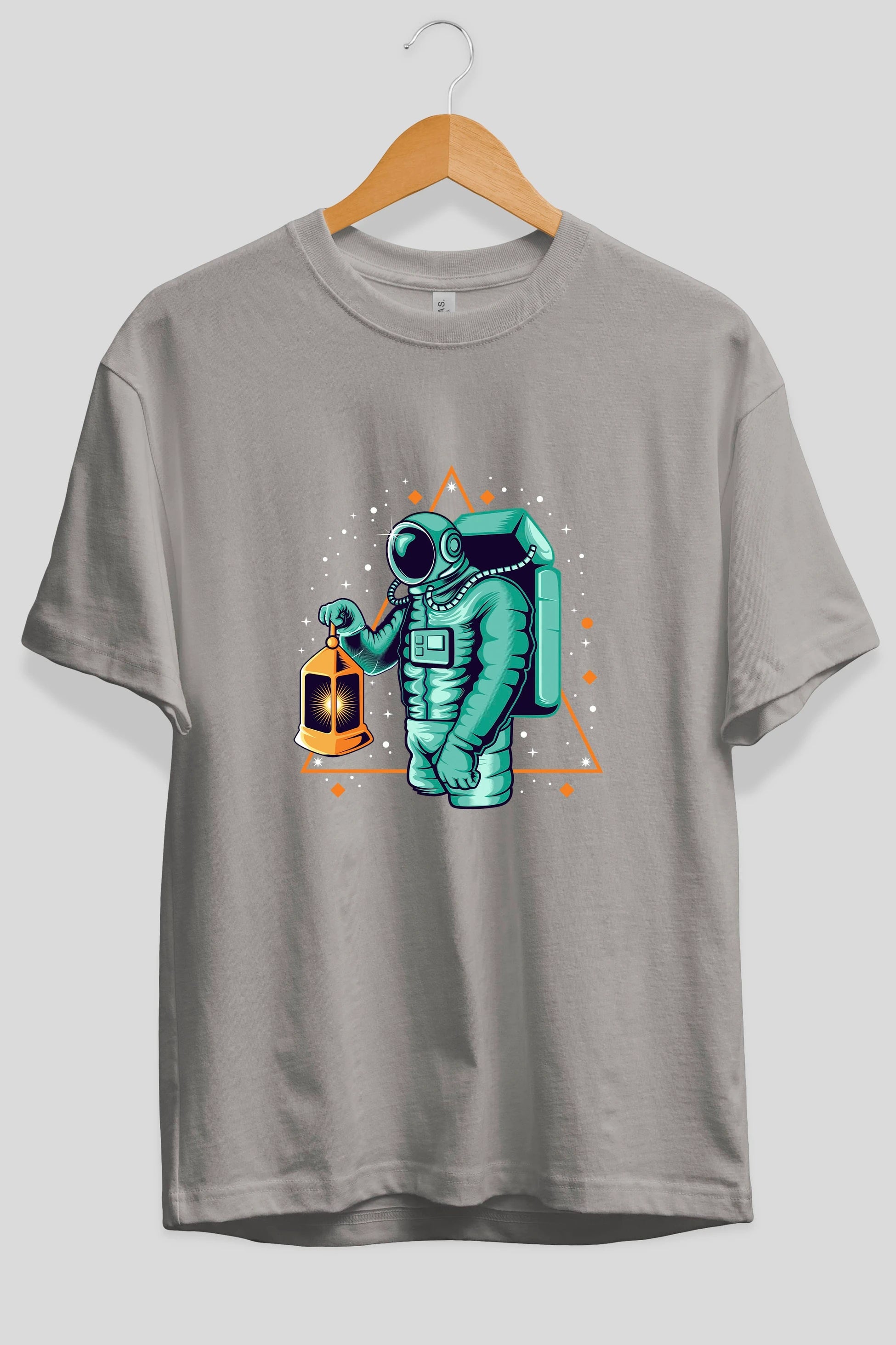 Astronaut Lantern Ön Baskılı Oversize t-shirt Erkek Kadın Unisex