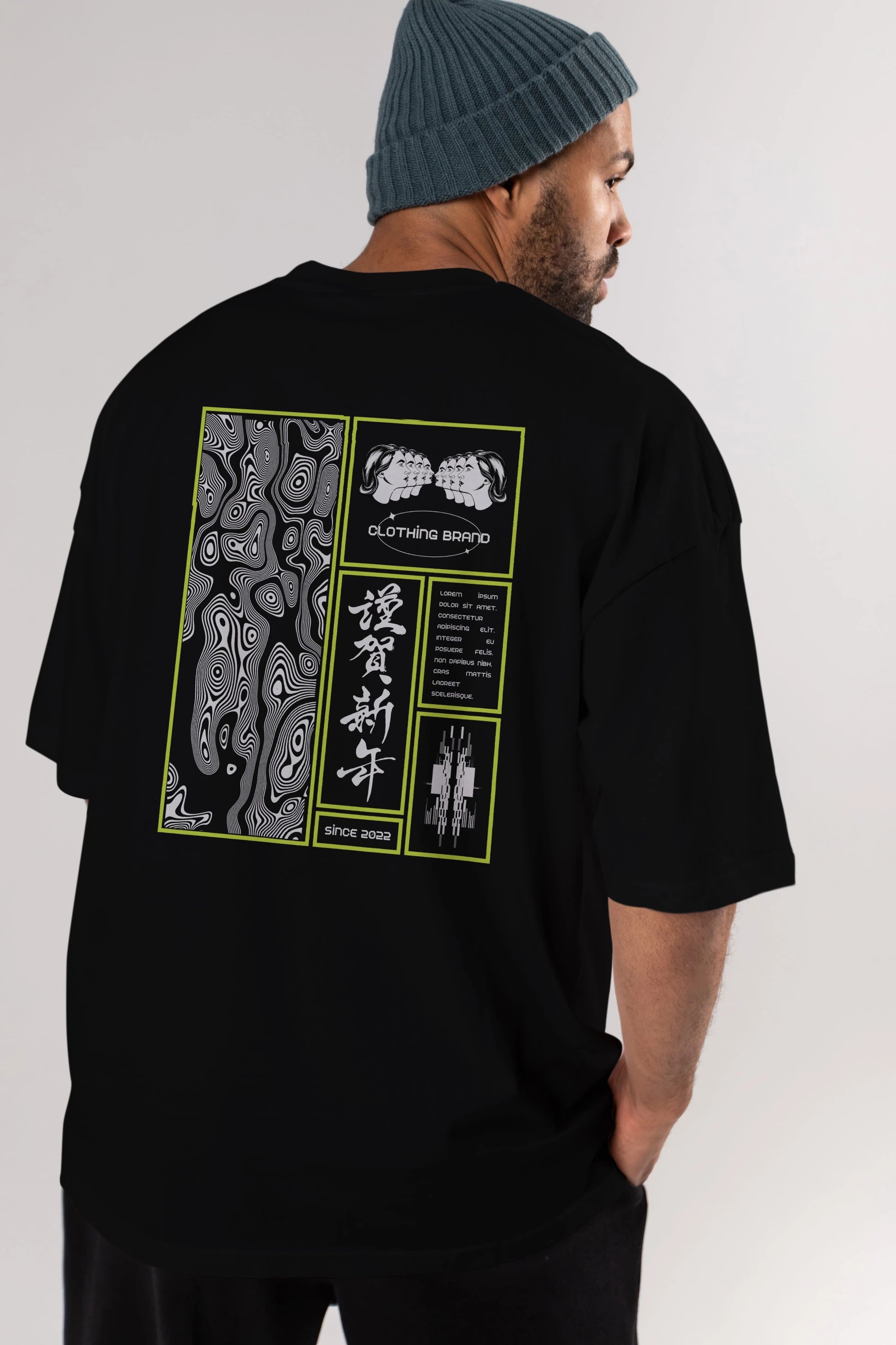 Neon Japanese Streetwear Arka Baskılı Oversize t-shirt Erkek Kadın Unisex