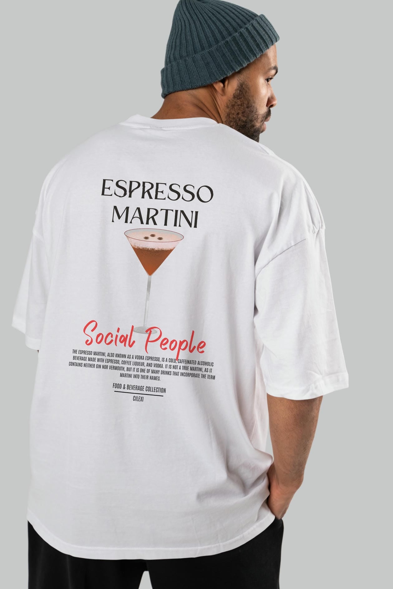 Espresso Martını Kokteyl Serisi Baskılı Oversize t-shirt Erkek Kadın Unisex %100 Pamuk Bisiklet Yaka tişort