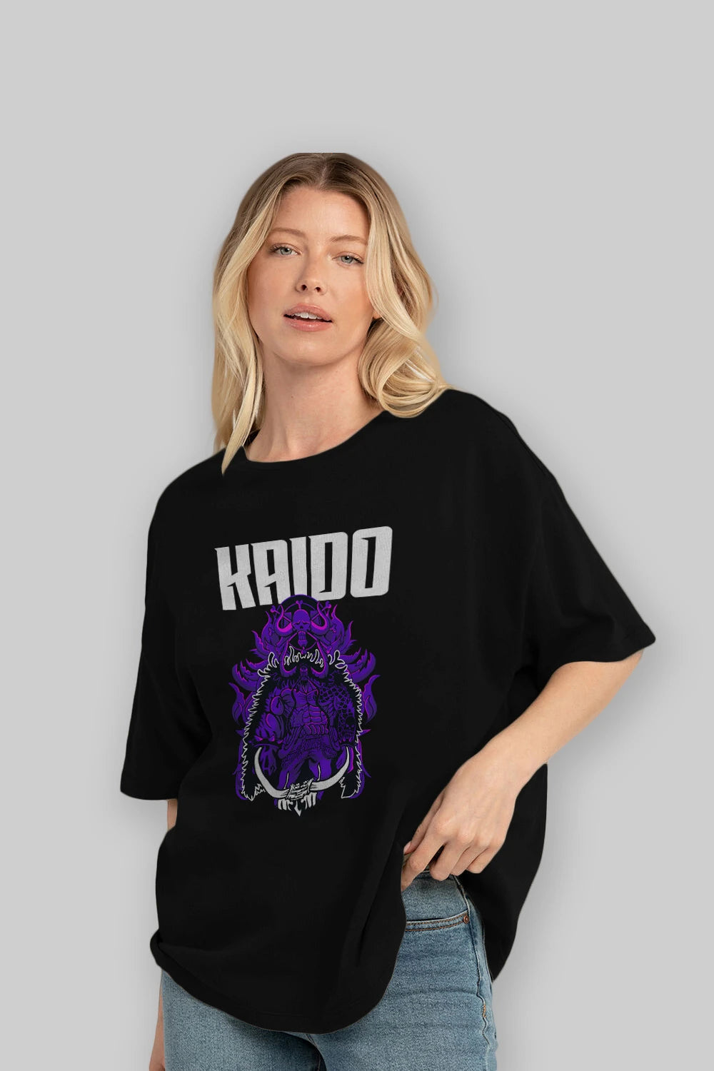 Kaido Anime Ön Baskılı Oversize t-shirt Erkek Kadın Unisex