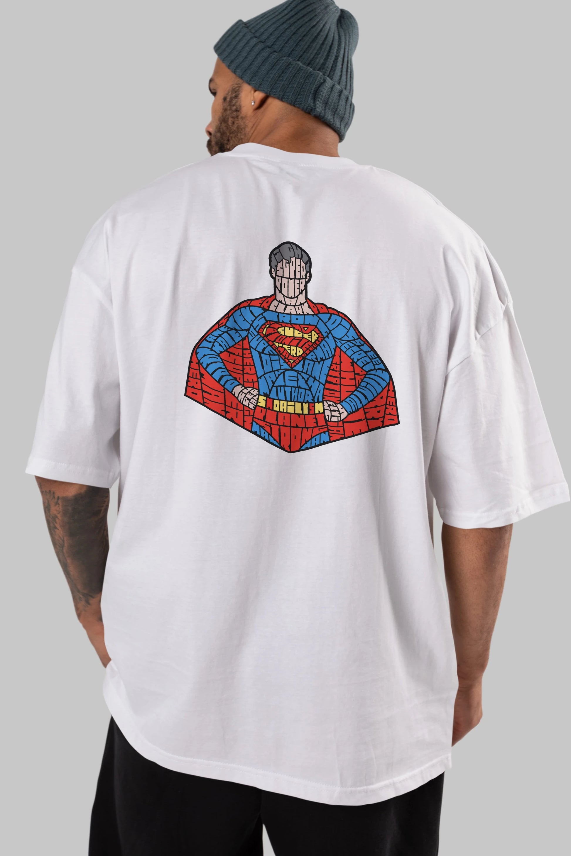 Kryptonian Arka Baskılı Oversize t-shirt %100 pamuk Erkek Kadın Unisex