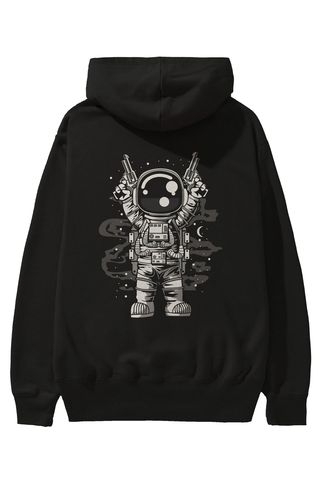 Astronaut Gun Arka Baskılı Hoodie Oversize Kapüşonlu Sweatshirt Erkek Kadın Unisex