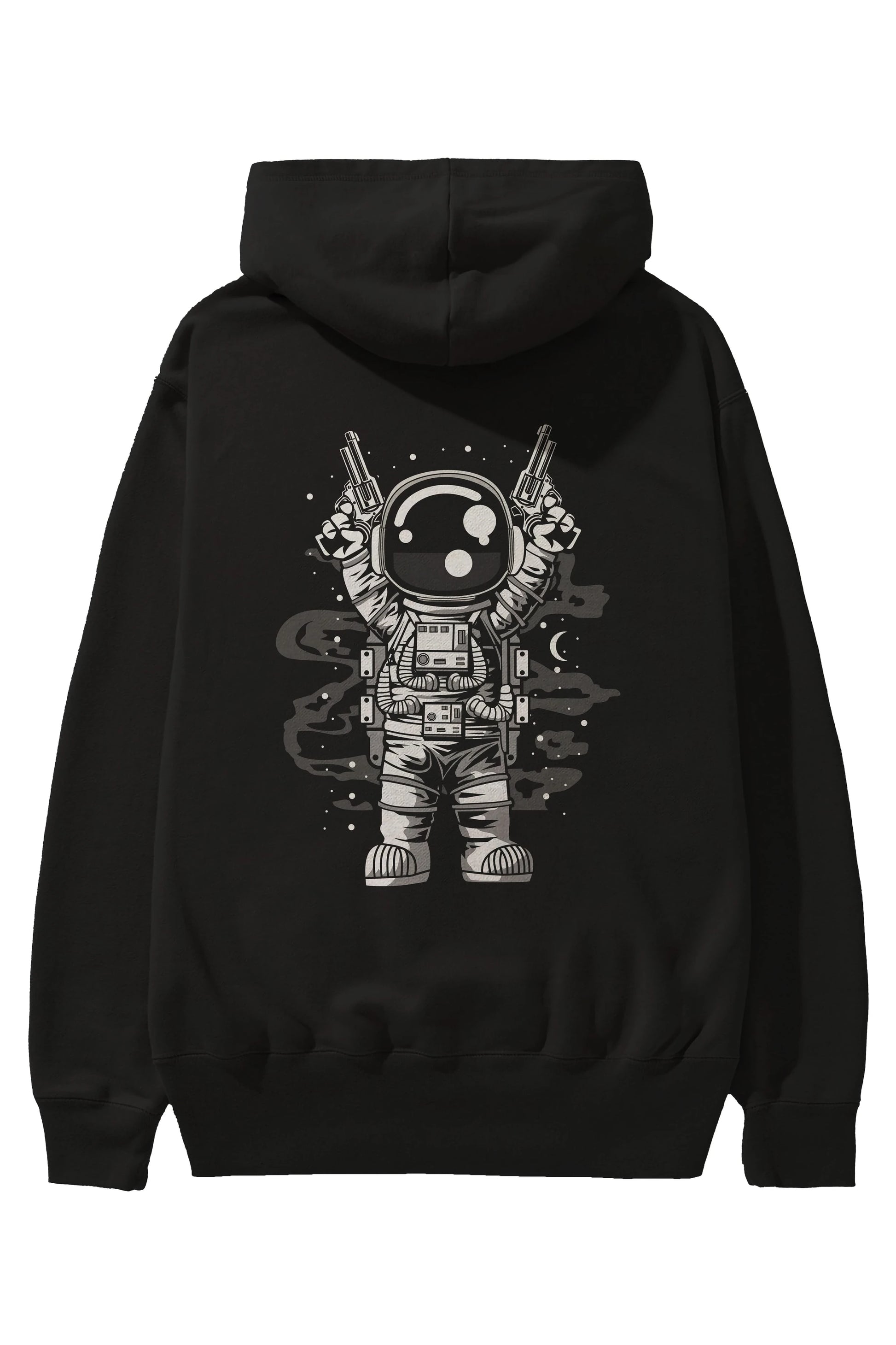 Astronaut Gun Arka Baskılı Hoodie Oversize Kapüşonlu Sweatshirt Erkek Kadın Unisex