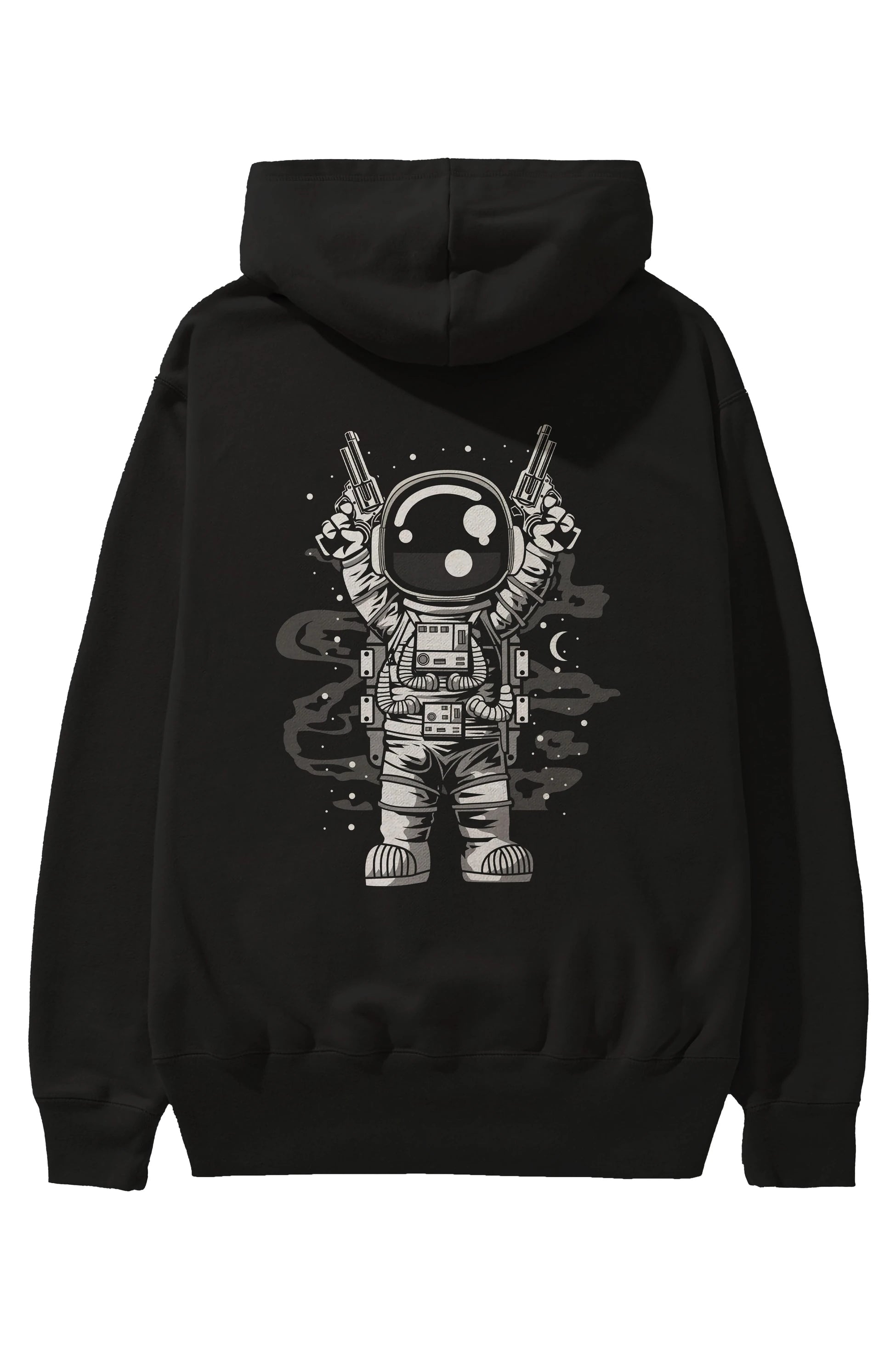 Astronaut Gun Arka Baskılı Hoodie Oversize Kapüşonlu Sweatshirt Erkek Kadın Unisex
