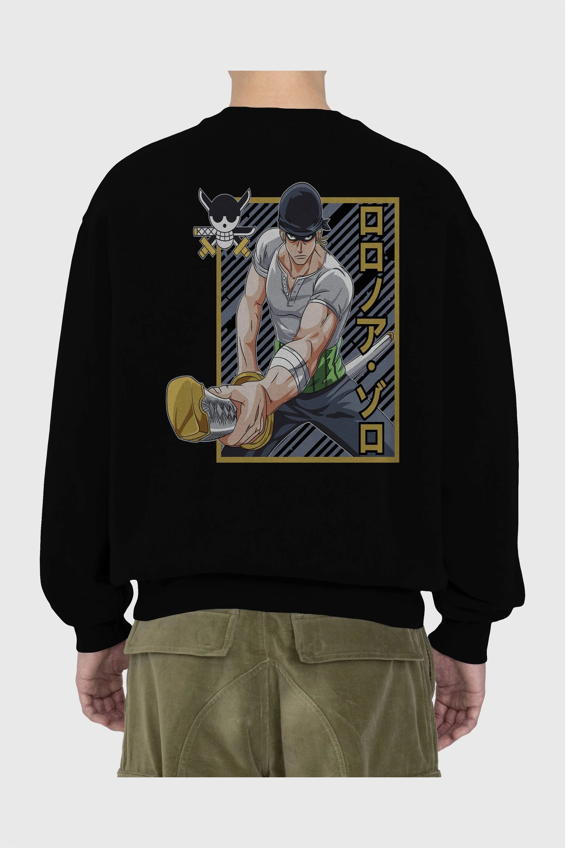 RORONOA ZORO Anime Arka Baskılı Oversize Sweatshirt Erkek Kadın Unisex
