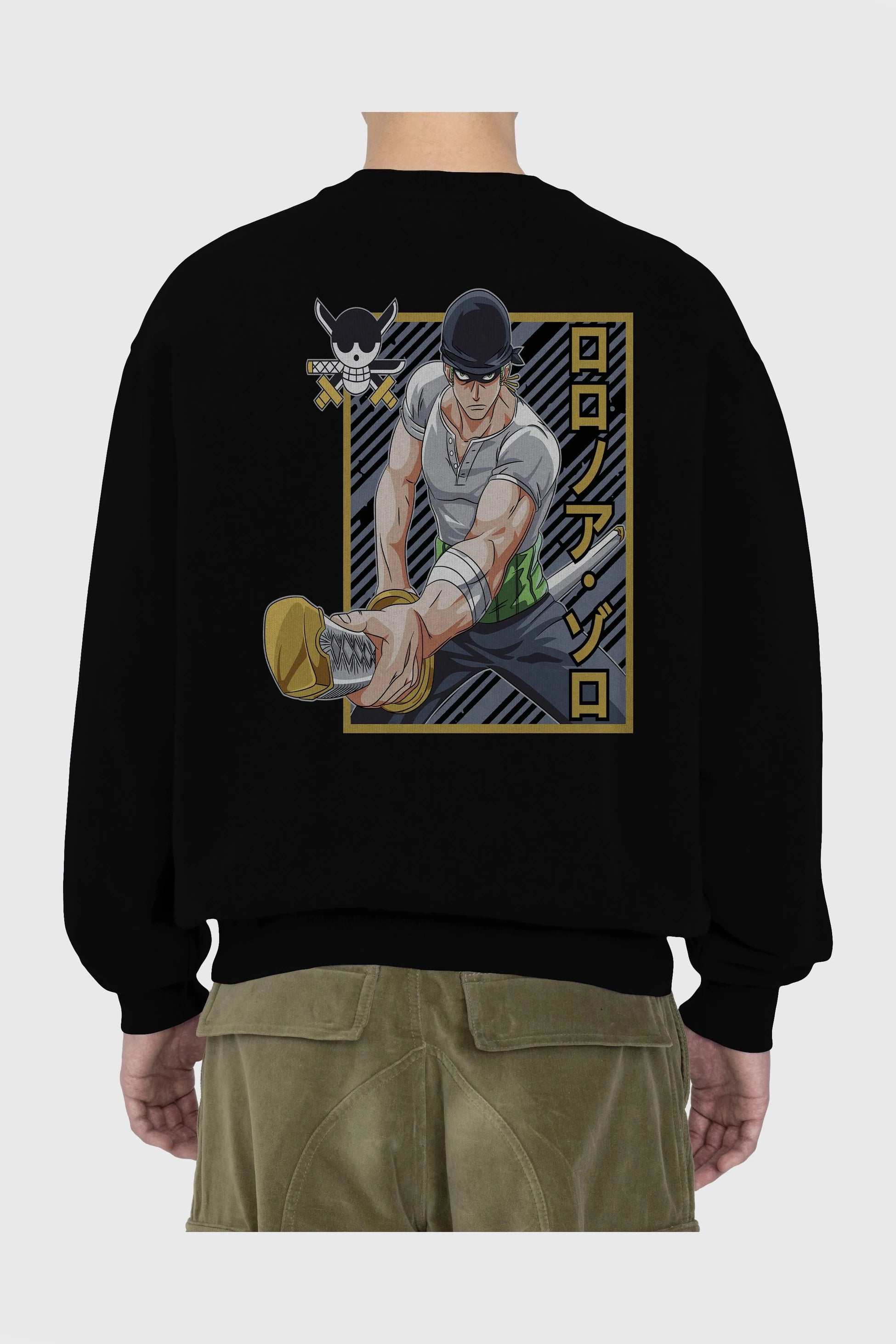 RORONOA ZORO Anime Arka Baskılı Oversize Sweatshirt Erkek Kadın Unisex