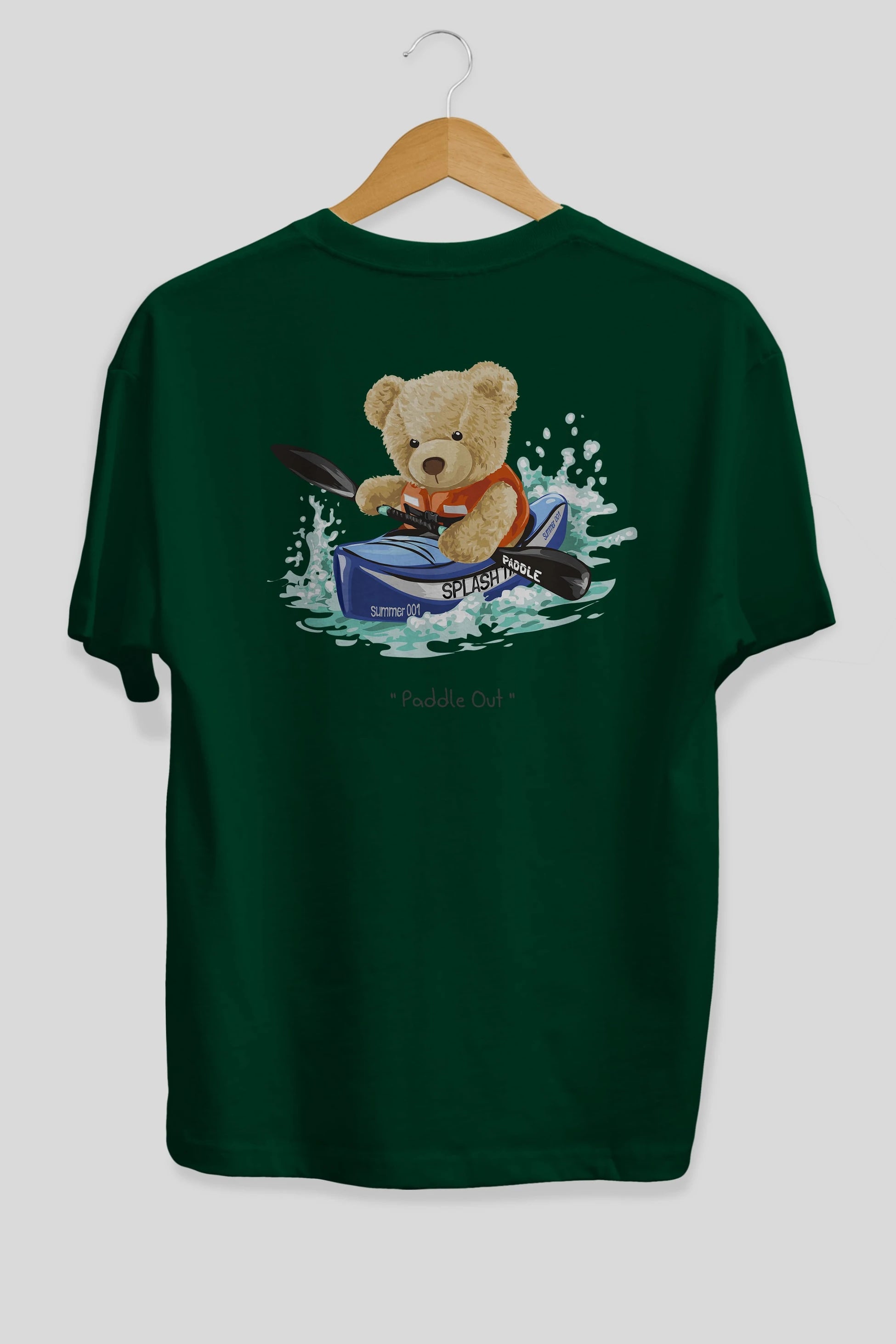 Teddy Bear Paddle Out Arka Baskılı Oversize t-shirt Erkek Kadın Unisex %100 Pamuk