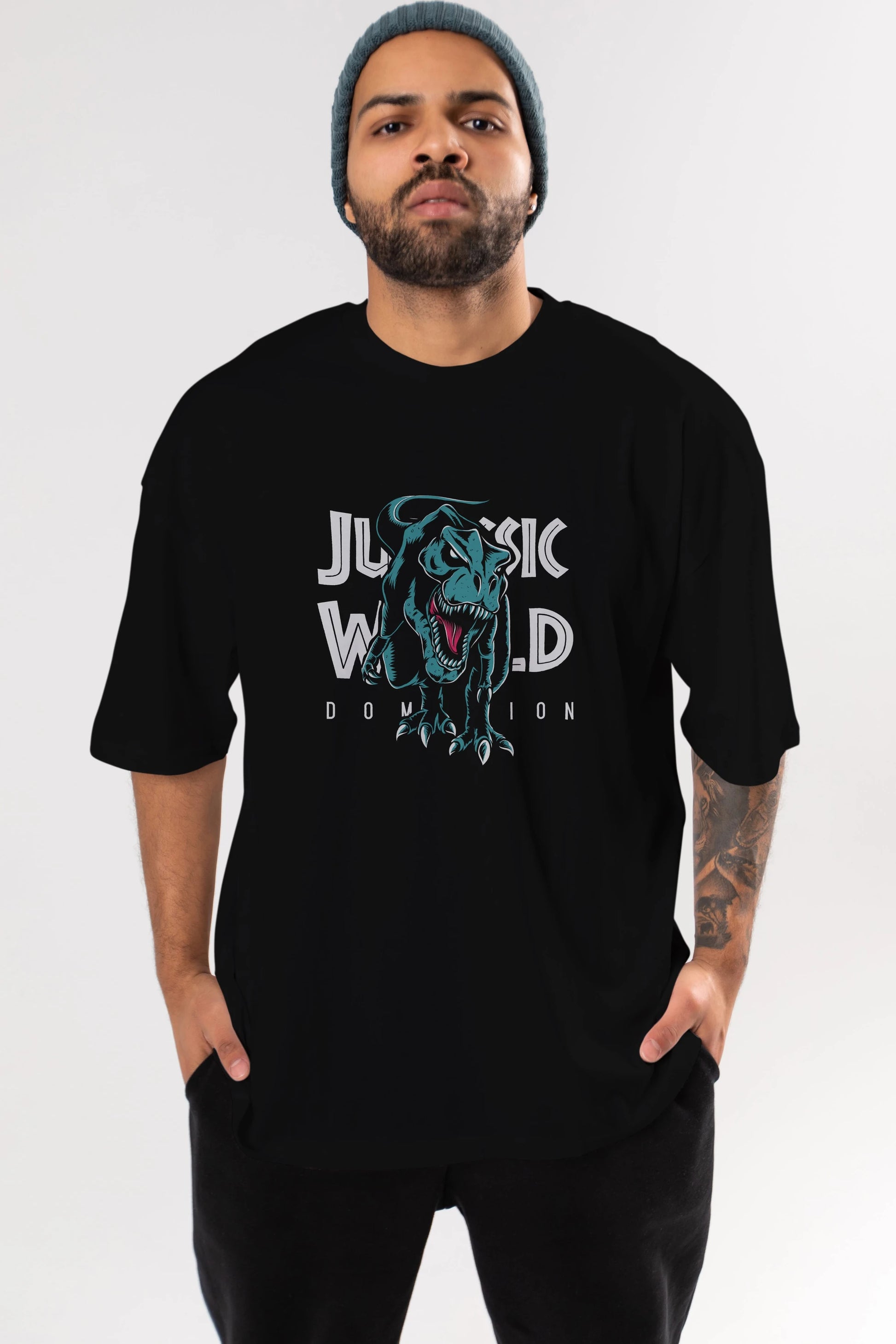 Jurassic Park (1) Ön Baskılı Oversize t-shirt Erkek Kadın Unisex %100 Pamuk Bisiklet Yaka tişort