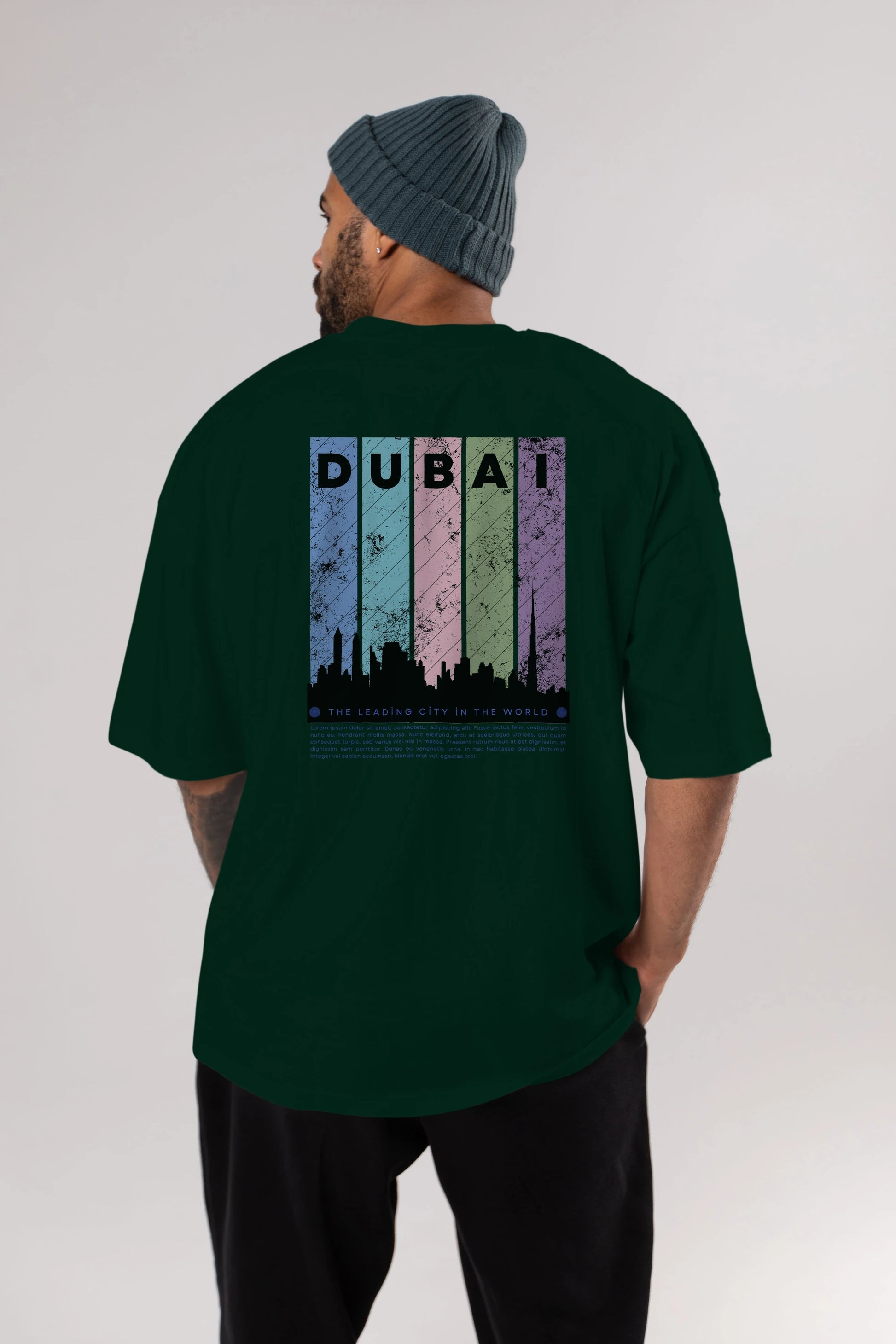 Dubai Yazılı Arka Baskılı Oversize t-shirt Erkek Kadın Unisex