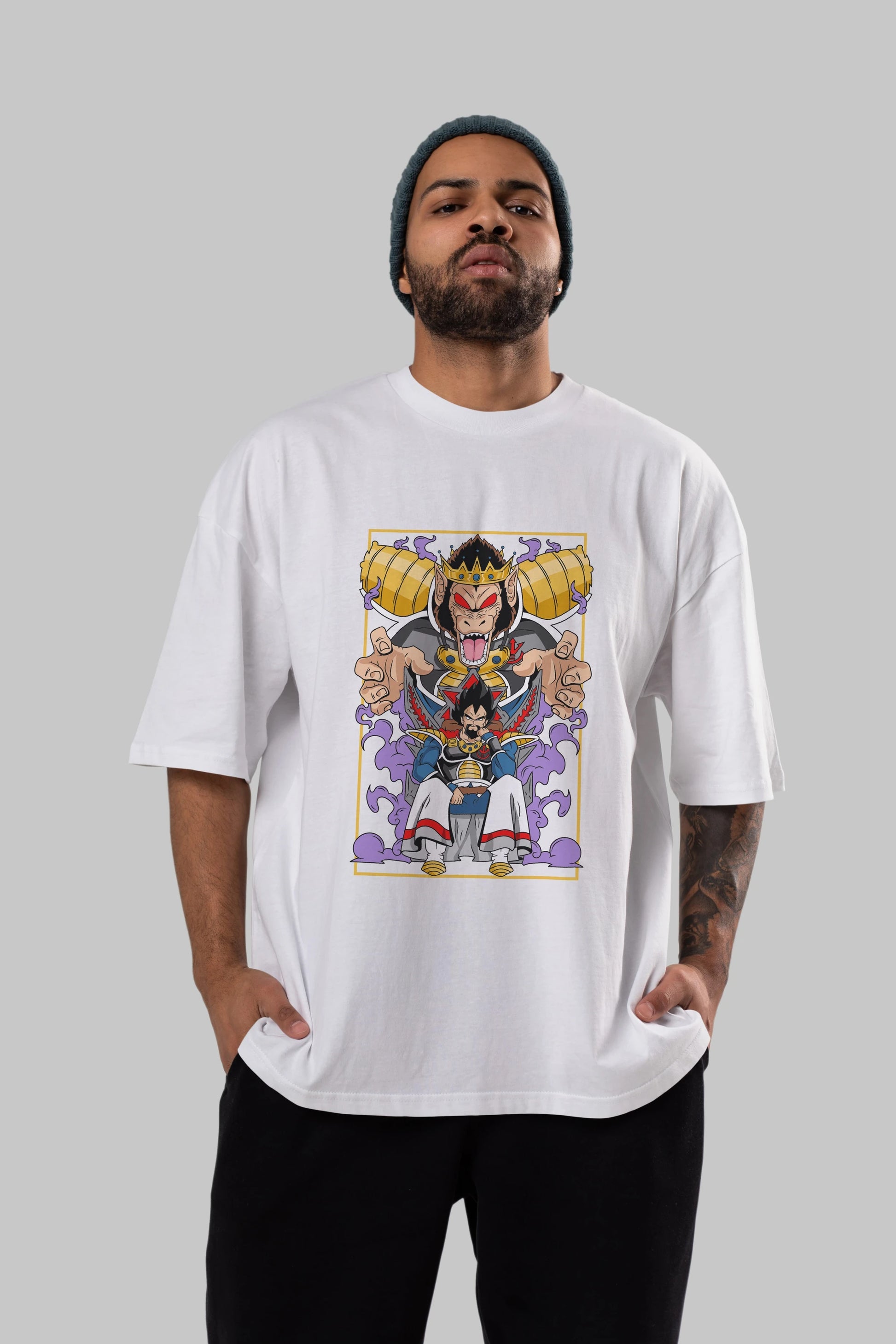 DragonBall ReyVegeta Anime Ön Baskılı Oversize t-shirt %100 pamuk Erkek Kadın Unisex