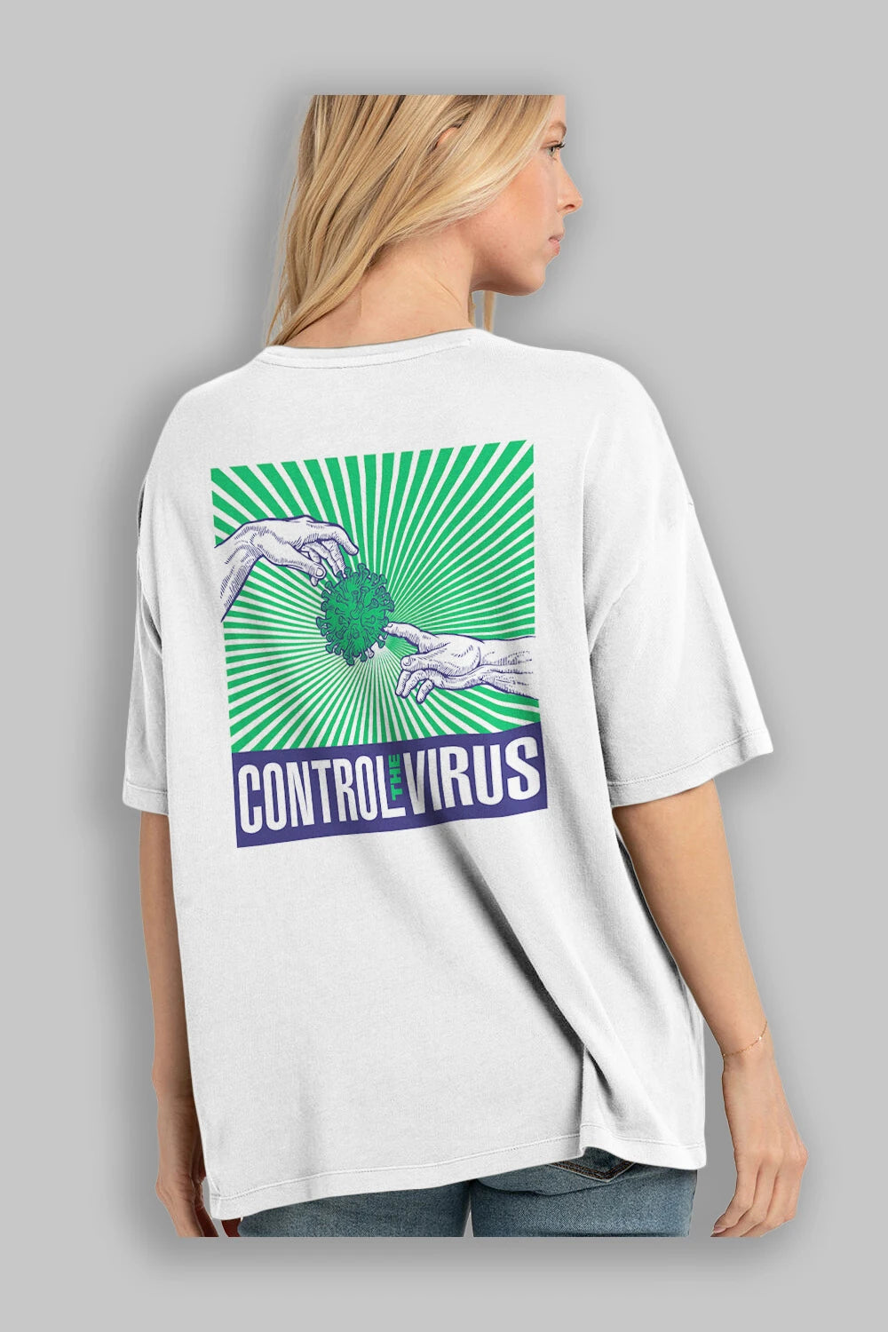Control The Virus Arka Baskılı Oversize t-shirt Erkek Kadın Unisex