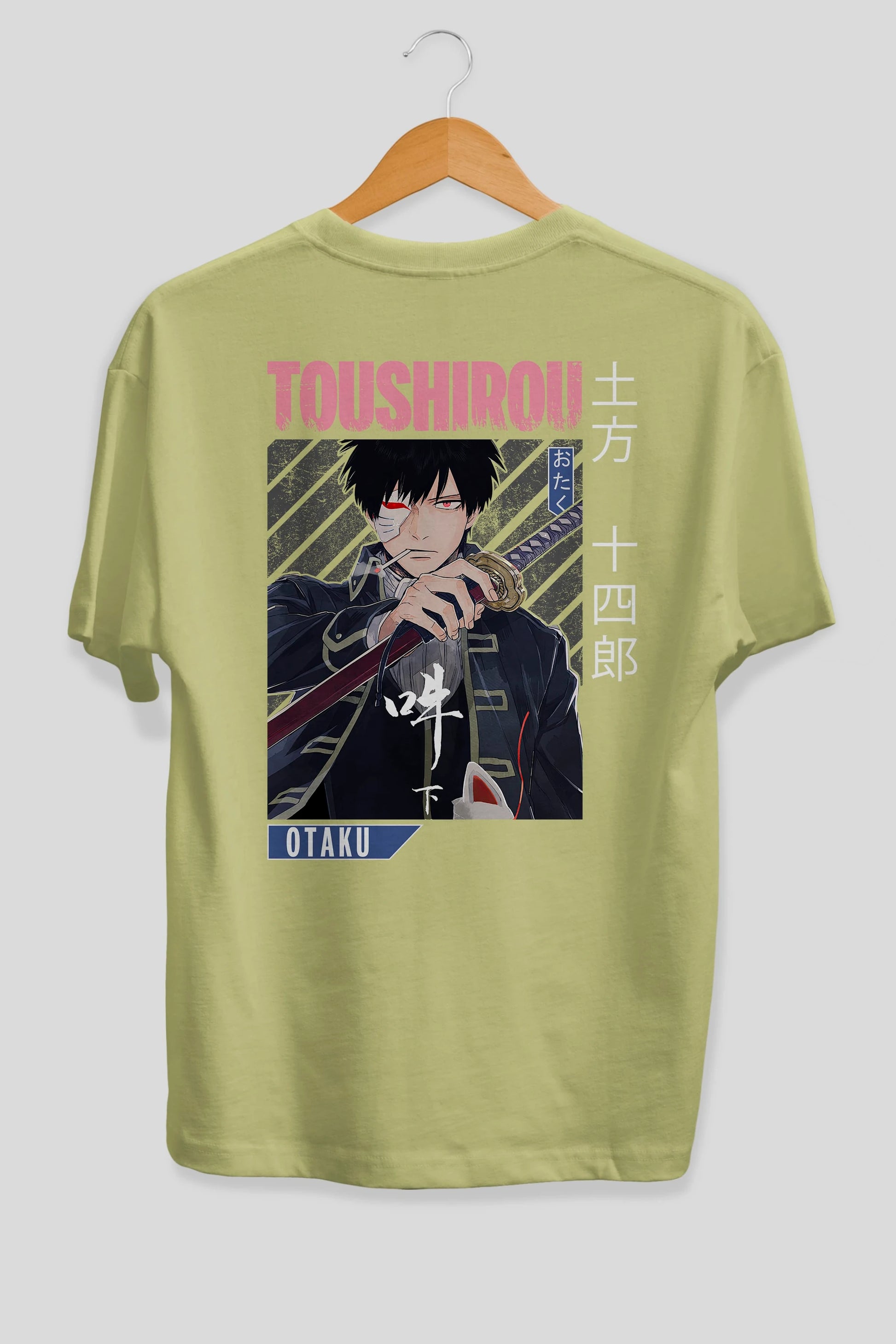 Toushirou Hijikata 1 Anime Arka Baskılı Oversize t-shirt Erkek Kadın Unisex