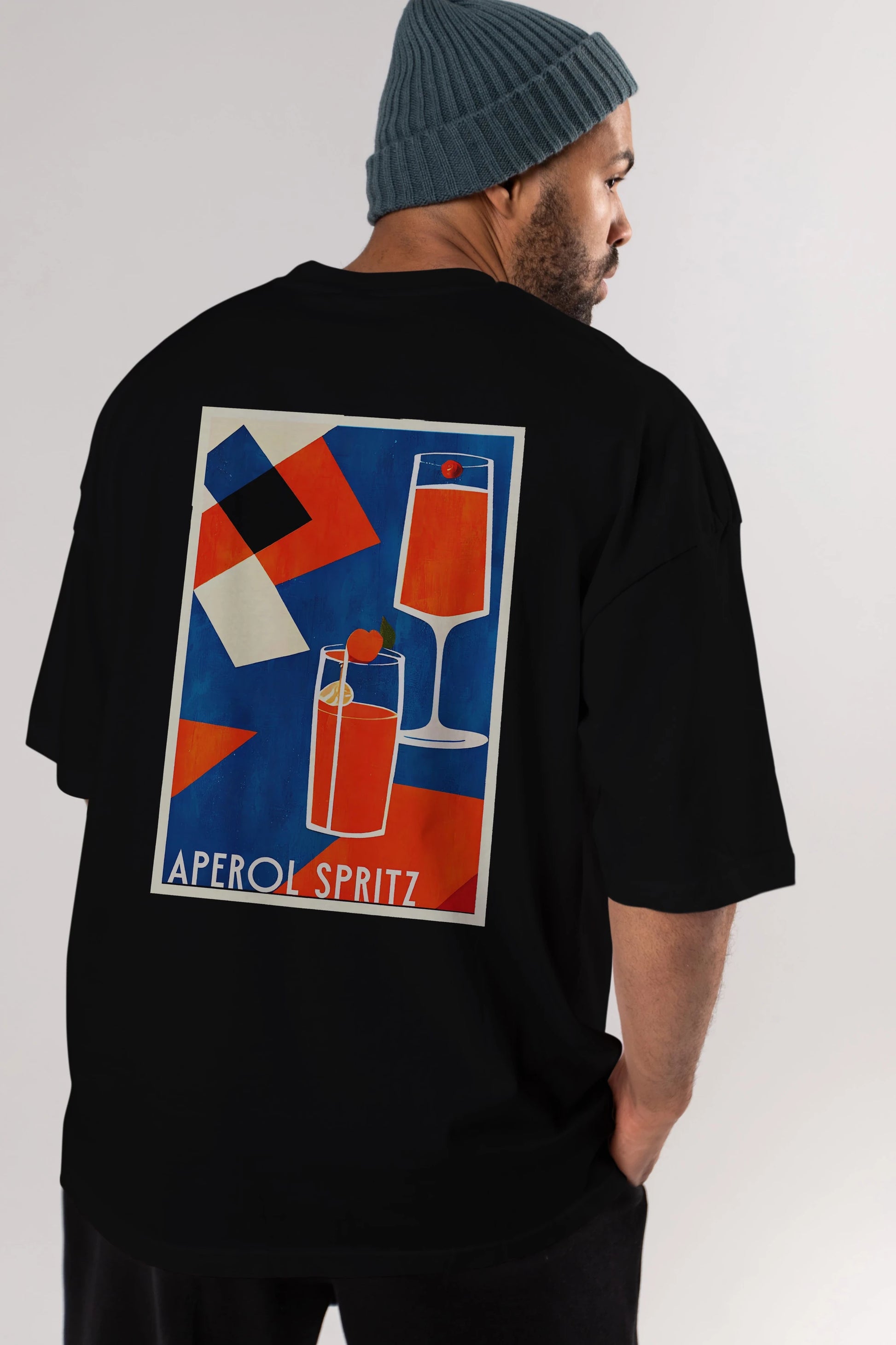 Aperol Spritz 4 Arka Baskılı Oversize t-shirt Erkek Kadın Unisex %100 Pamuk Bisiklet Yaka tişort