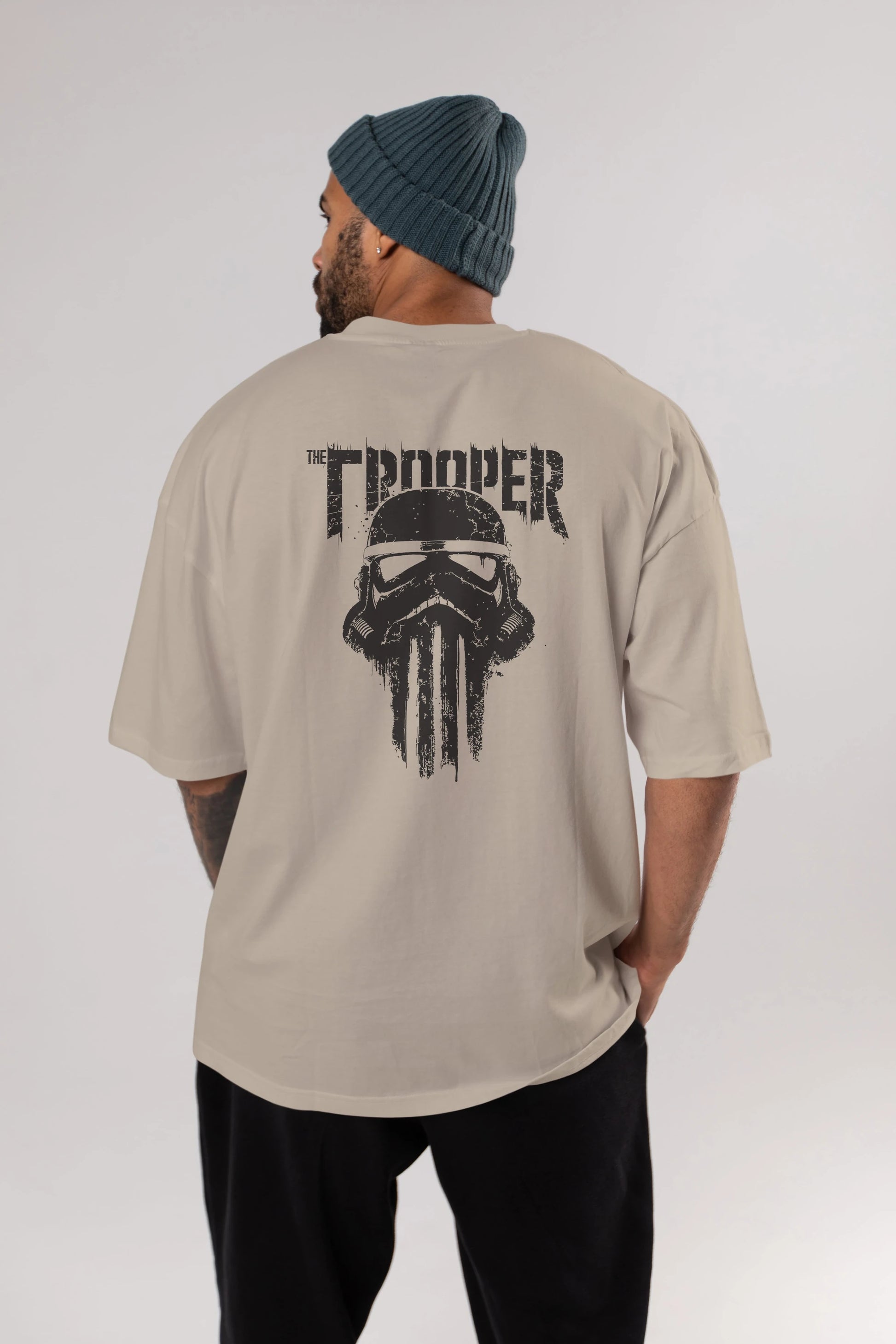 The Trooper Arka Baskılı Oversize t-shirt Erkek Kadın Unisex %100 Pamuk Bisiklet Yaka tişort
