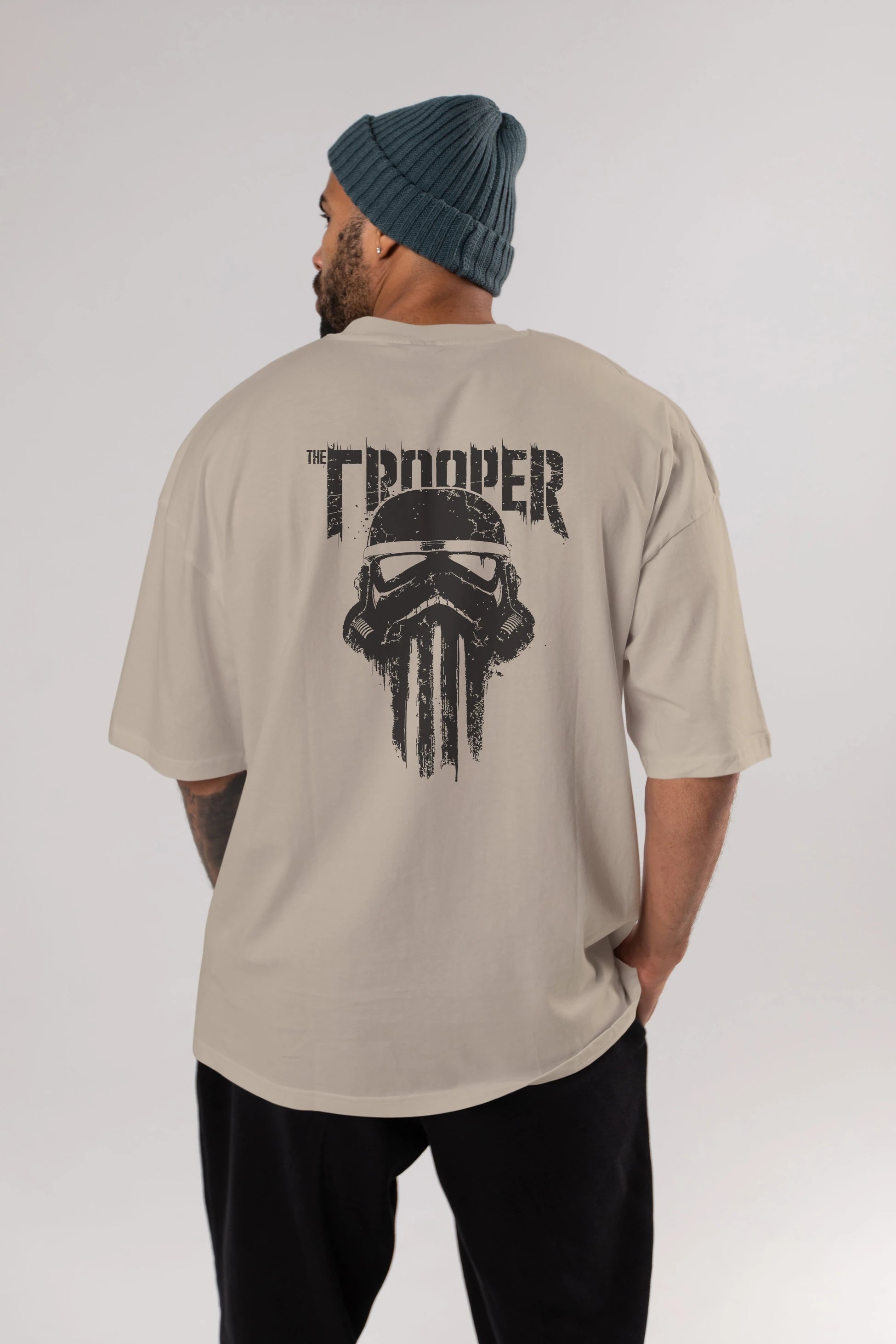 The Trooper Arka Baskılı Oversize t-shirt Erkek Kadın Unisex %100 Pamuk Bisiklet Yaka tişort