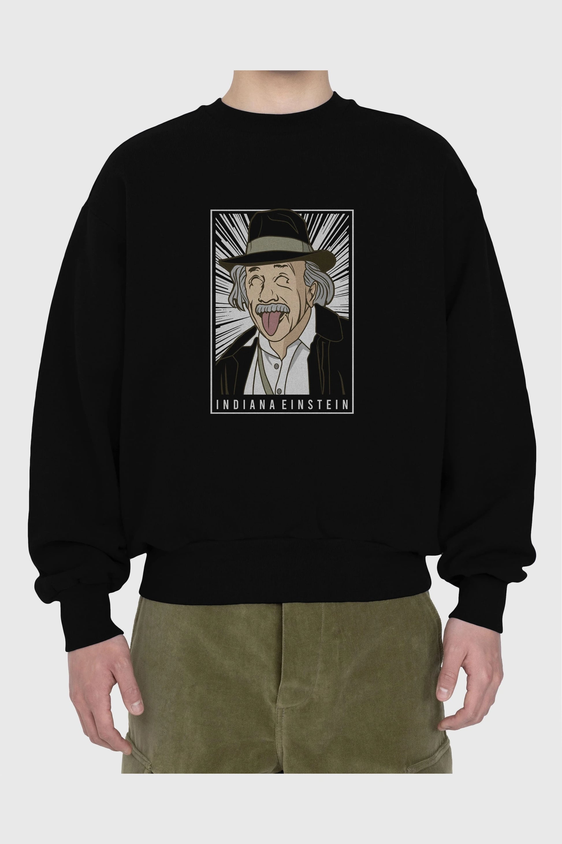 Indiana Jones Einstein Ön Baskılı Oversize Sweatshirt Erkek Kadın Unisex