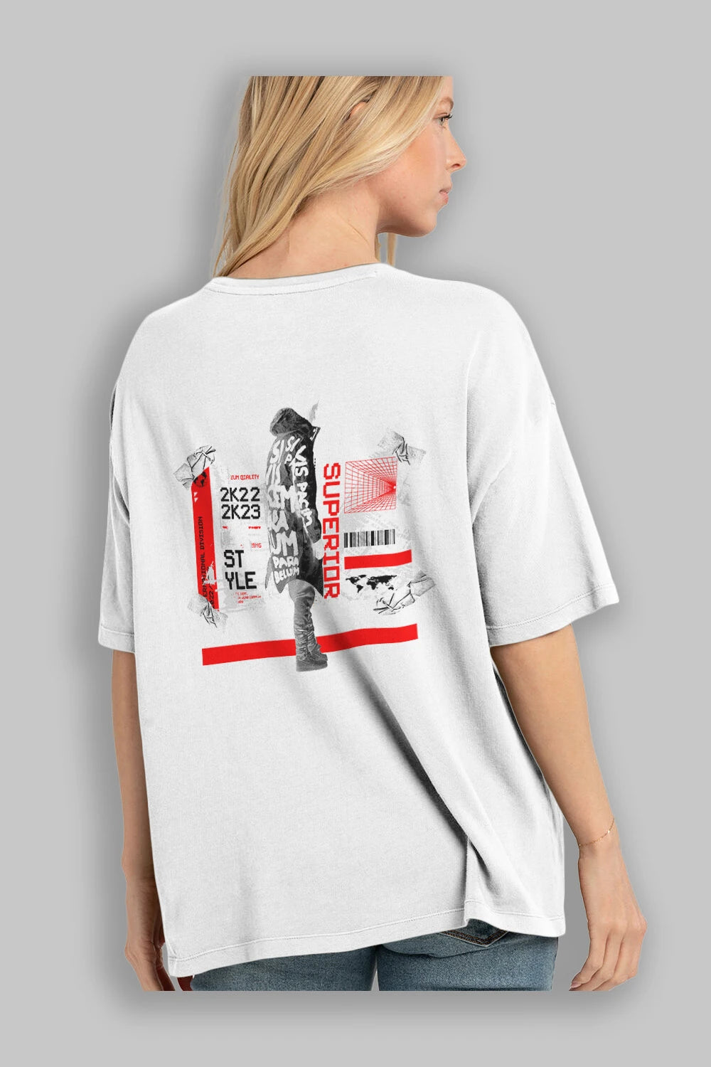Superior Arka Baskılı Oversize t-shirt Erkek Kadın Unisex
