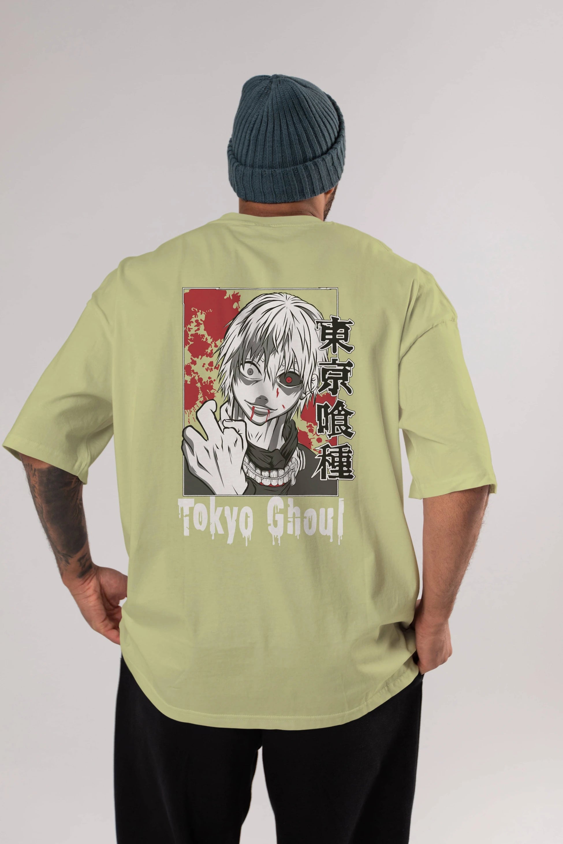 Kaneki Ken TOKYO GHOUL Anime Arka Baskılı Oversize t-shirt Erkek Kadın Unisex