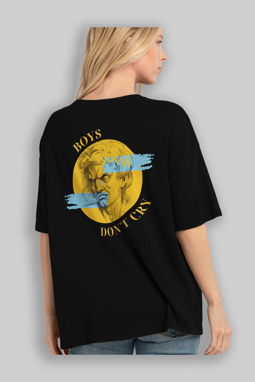Boys Don't Cry Yazılı Arka Baskılı Oversize t-shirt Erkek Kadın Unisex