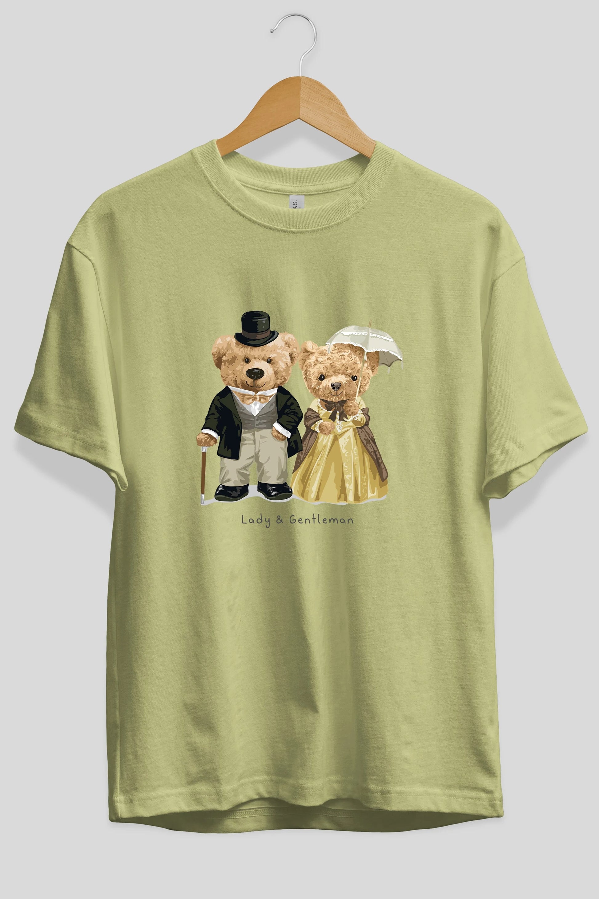 Teddy Bear Couple Ön Baskılı Oversize t-shirt Erkek Kadın Unisex %100 Pamuk