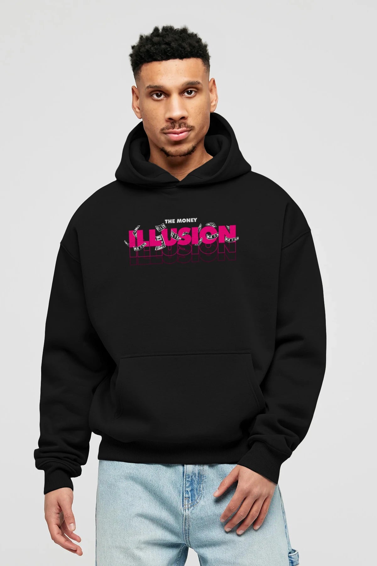 The Money Illusion Ön Baskılı Hoodie Oversize Kapüşonlu Sweatshirt Erkek Kadın Unisex