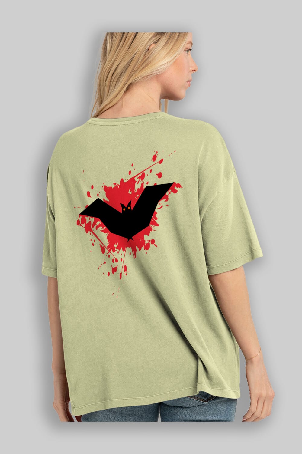 Halloween Arka Baskılı Oversize t-shirt Erkek Kadın Unisex