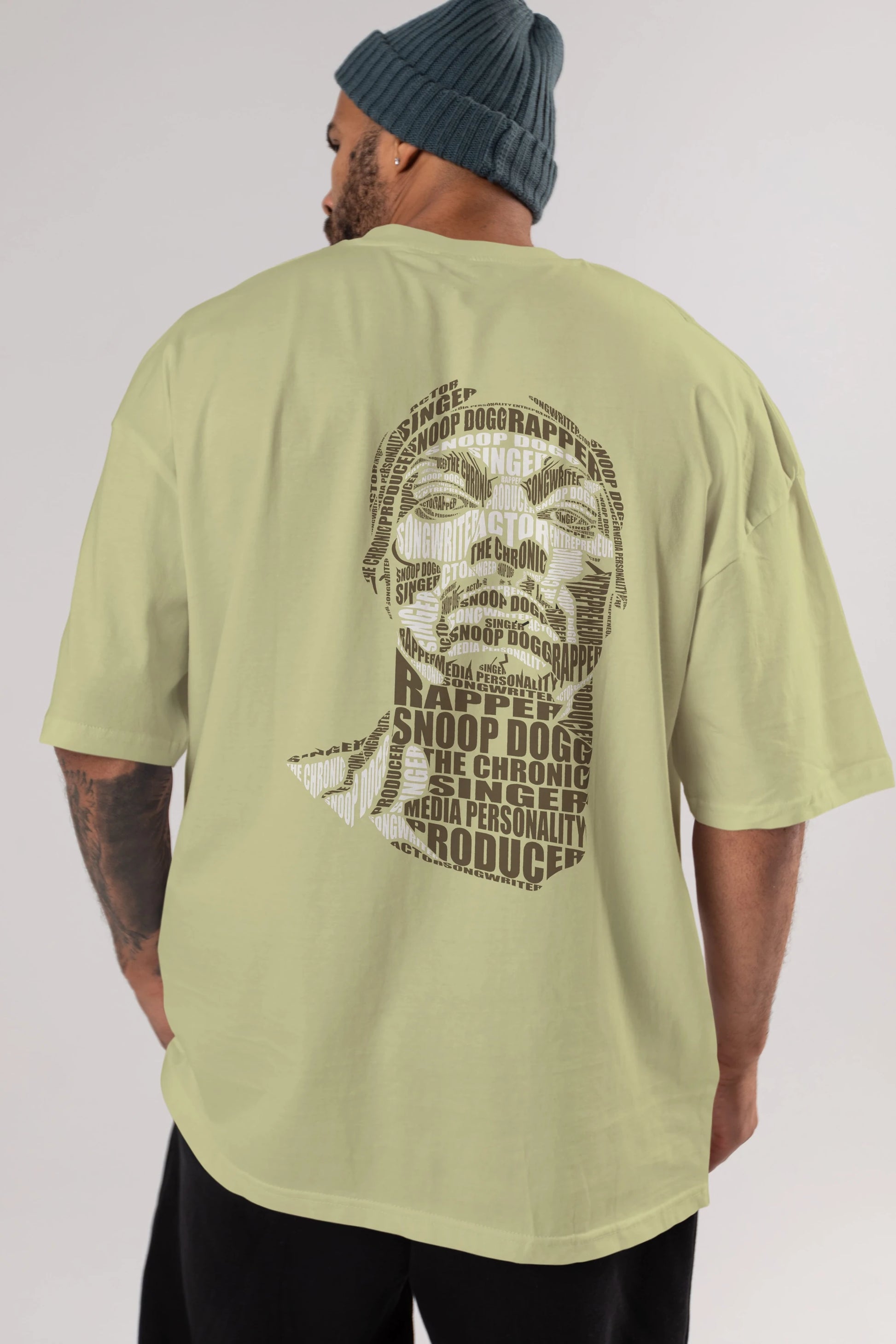 Snoop Dogg Calligram Arka Baskılı Oversize t-shirt %100 pamuk Erkek Kadın Unisex