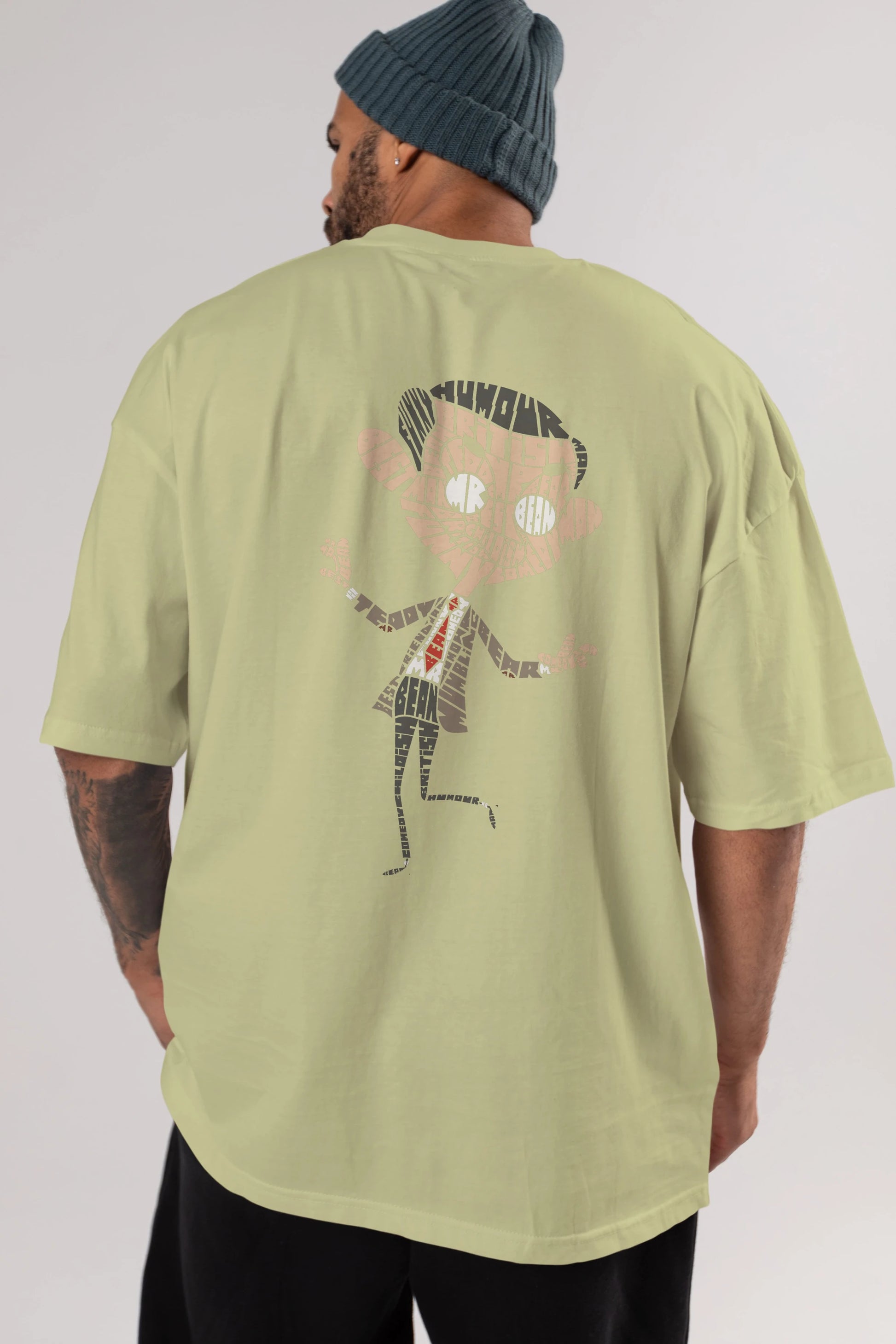 Mr Bean Arka Baskılı Oversize t-shirt %100 pamuk Erkek Kadın Unisex