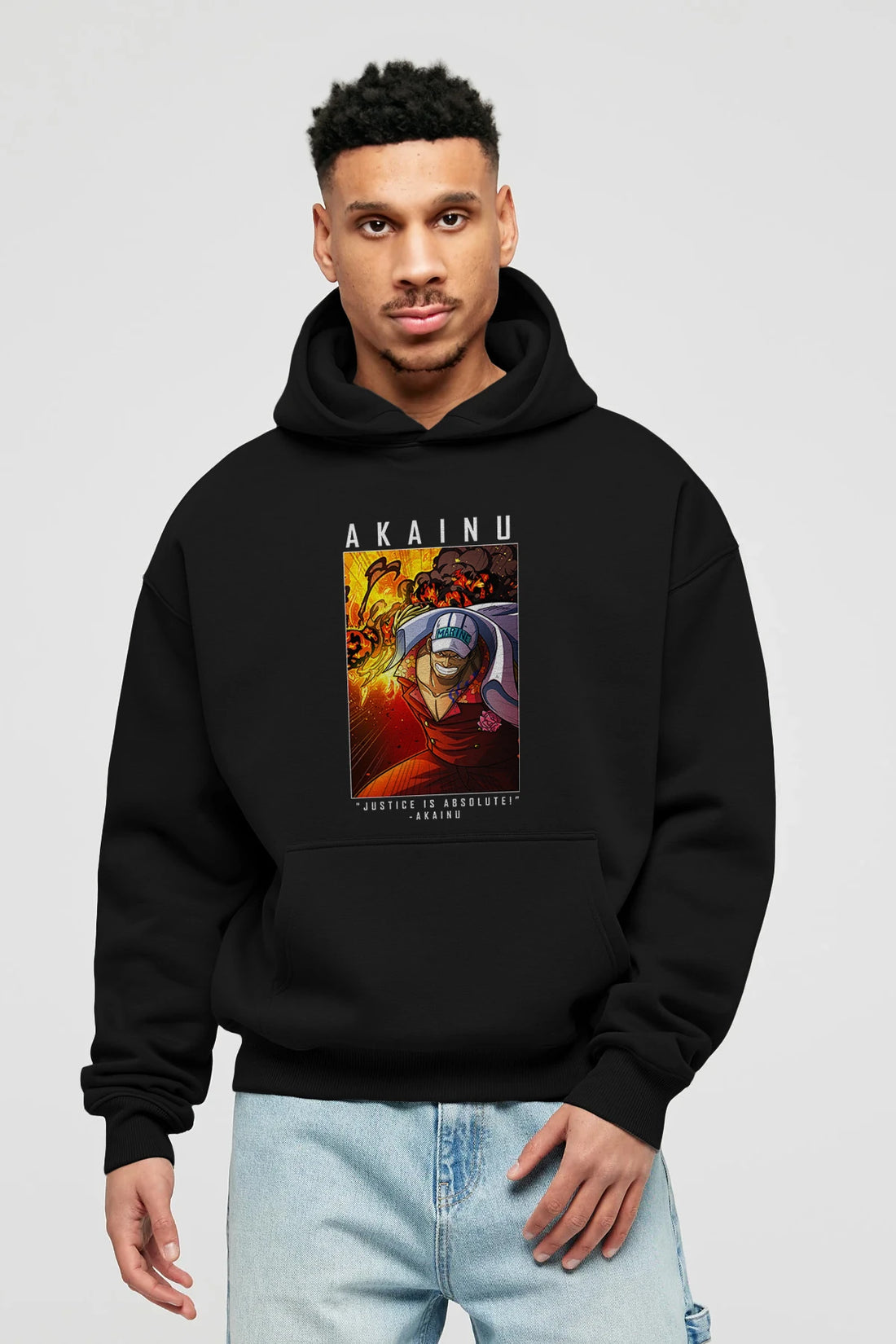 Sakazuki Anime Ön Baskılı Hoodie Oversize Kapüşonlu Sweatshirt Erkek Kadın Unisex