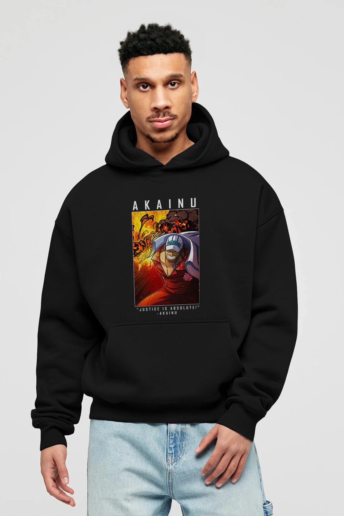 Sakazuki Anime Ön Baskılı Hoodie Oversize Kapüşonlu Sweatshirt Erkek Kadın Unisex